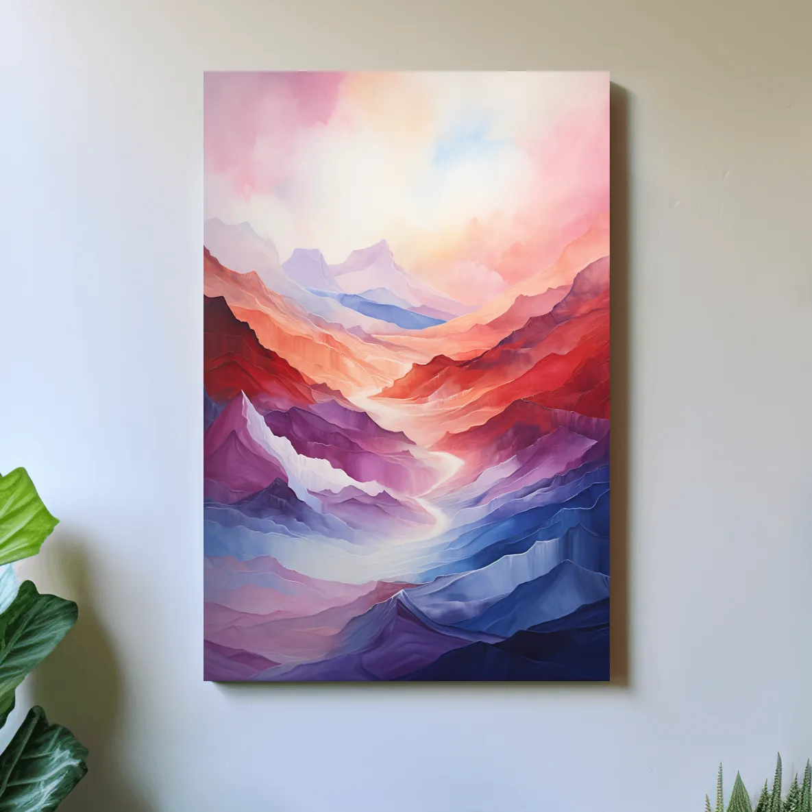 Abstract art, colourful mountainous valley