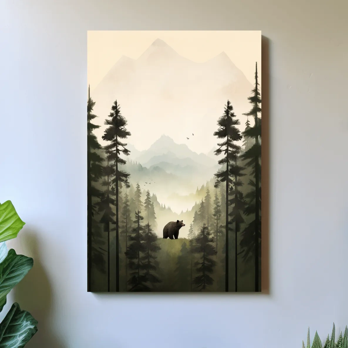 Serene art, a bear standing in the forest