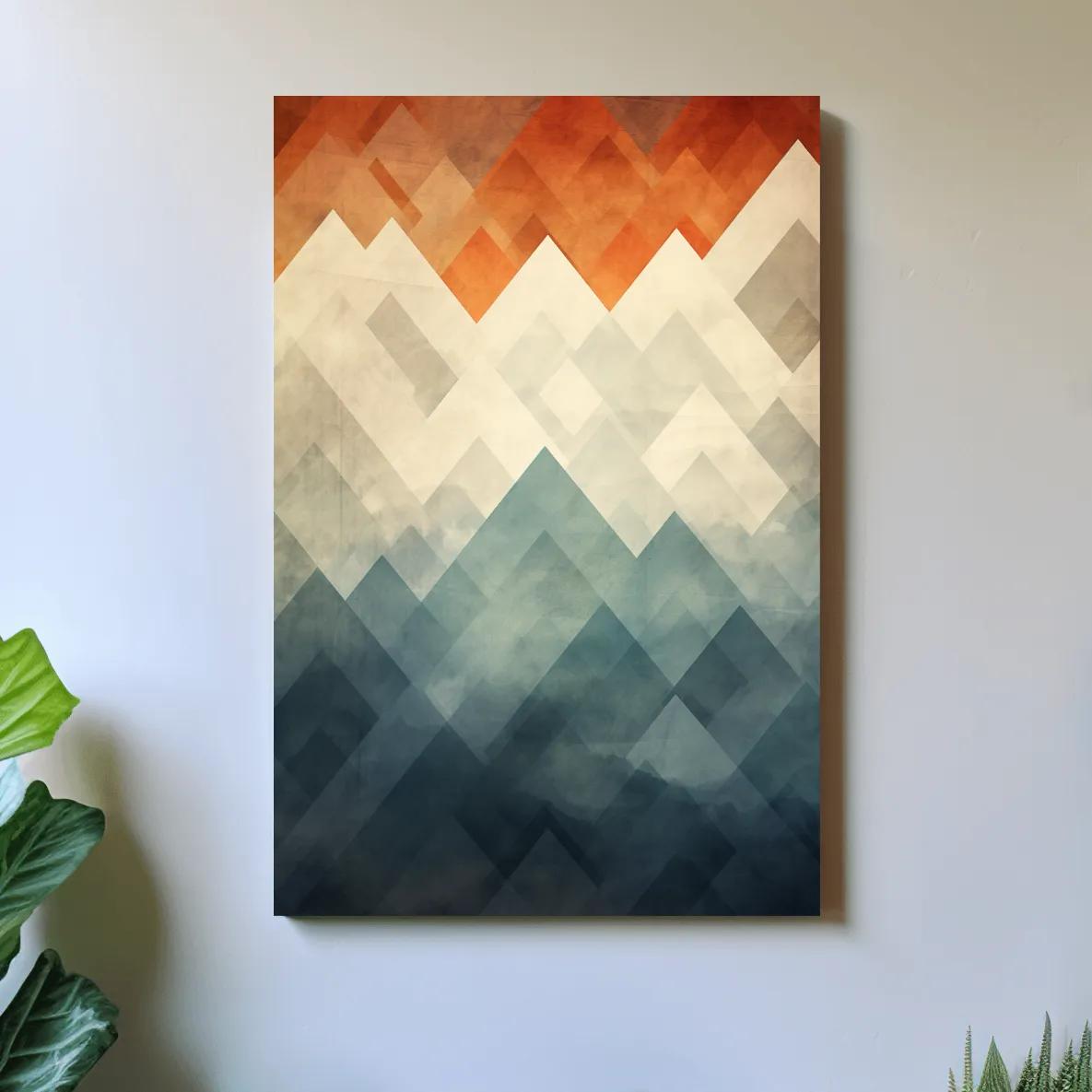 Mid century art, triangular mountain patterns