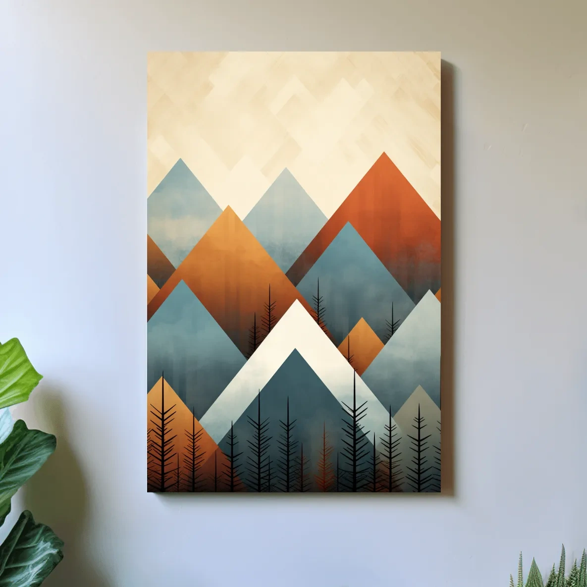 Geometric triangular mountain patterns - mid century style art
