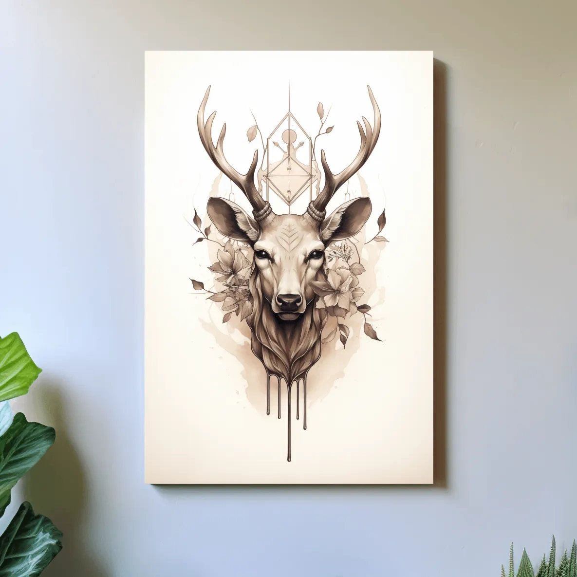 Minimal illustration of an ornate deers head