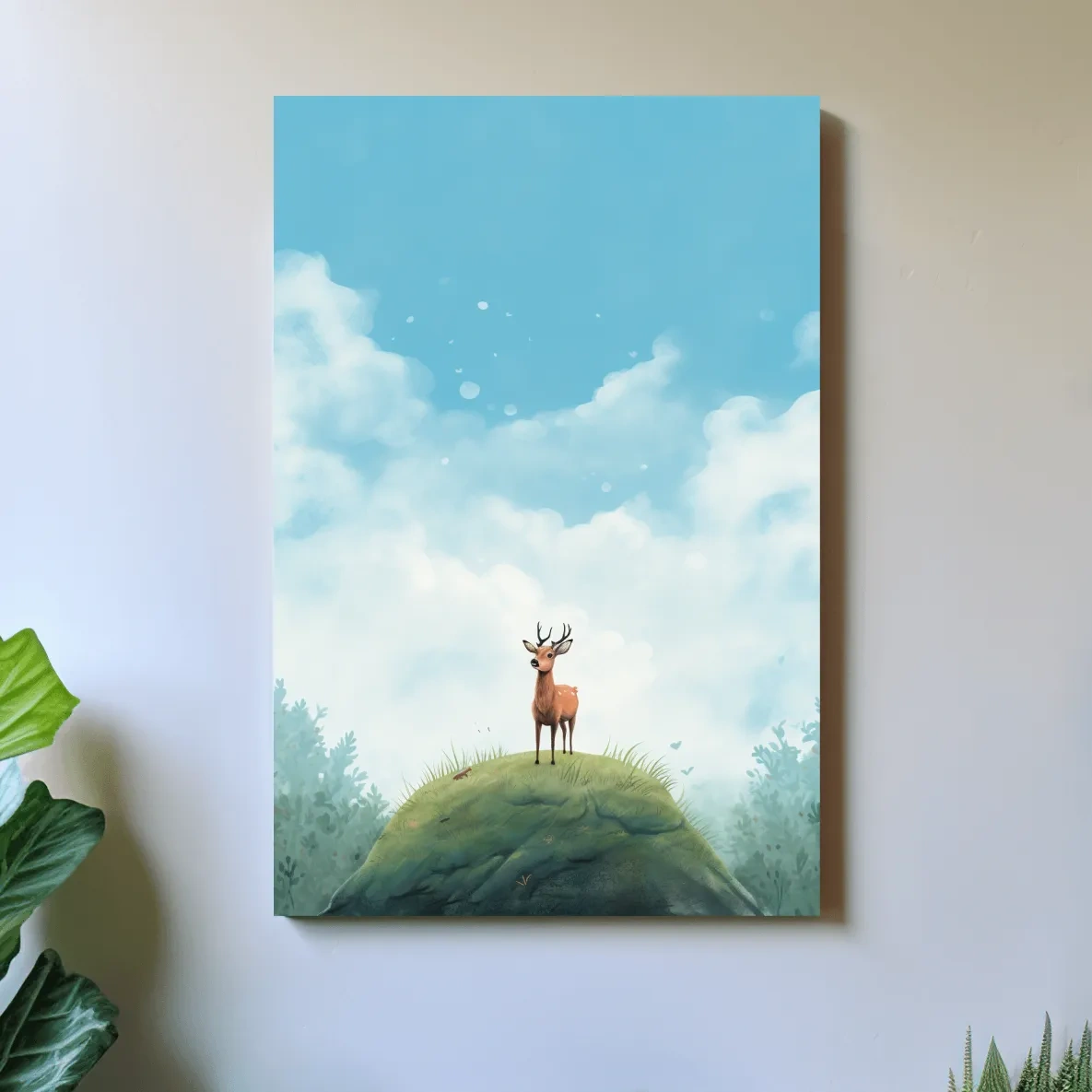 Bright illustration artwork of a cute deer