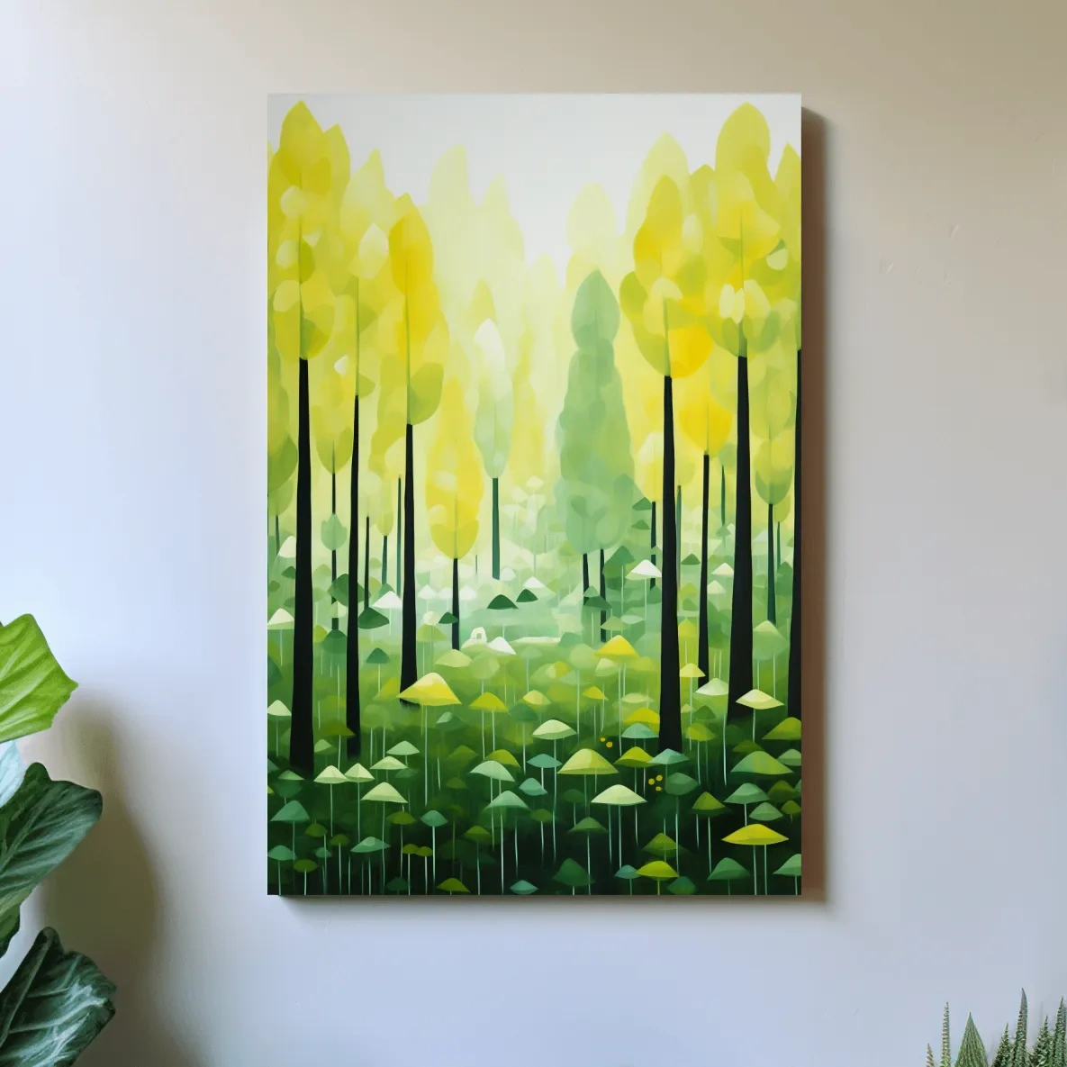 Happy illustration of a surreal storybook forest