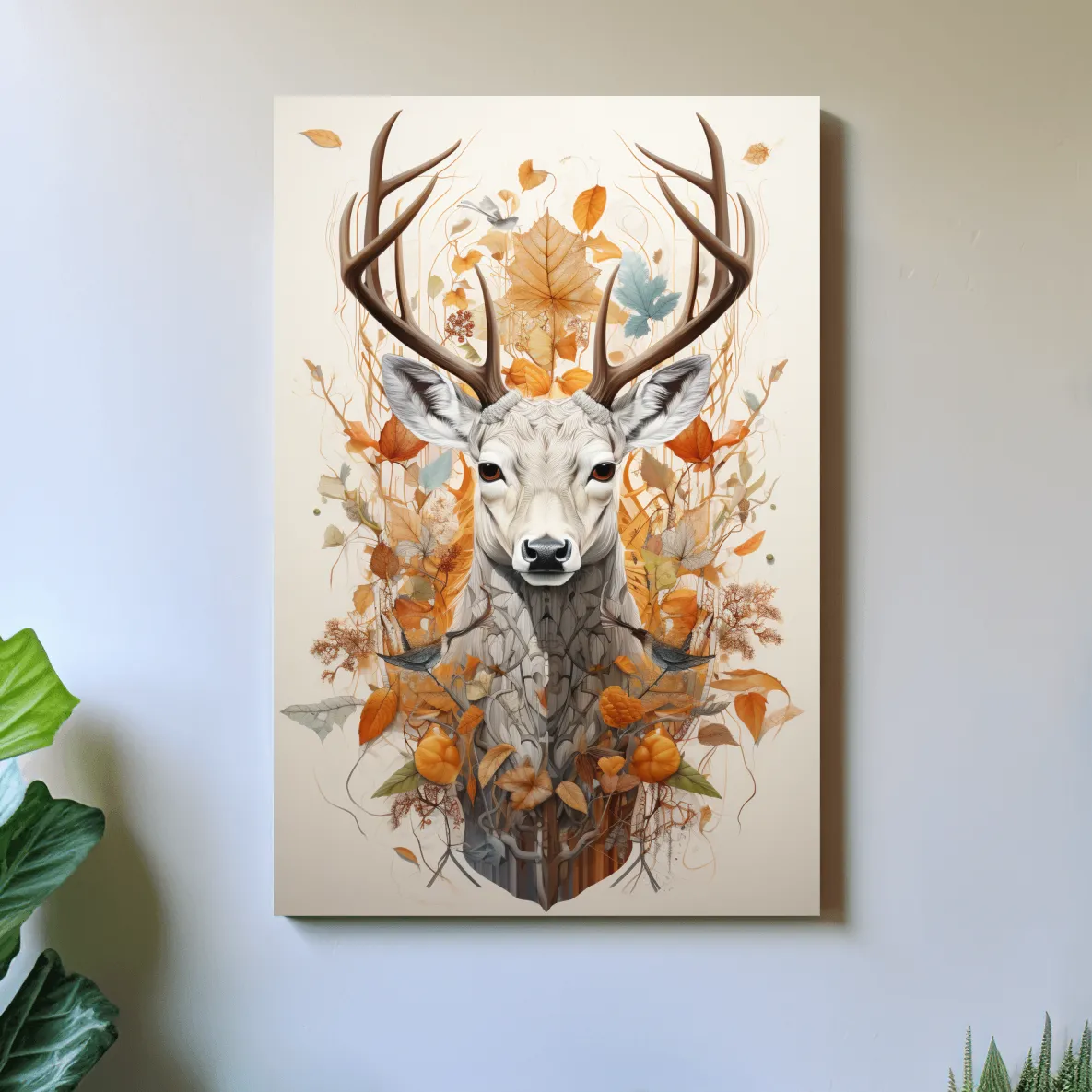 Ornate deer head, coat of arms emblem style artwork
