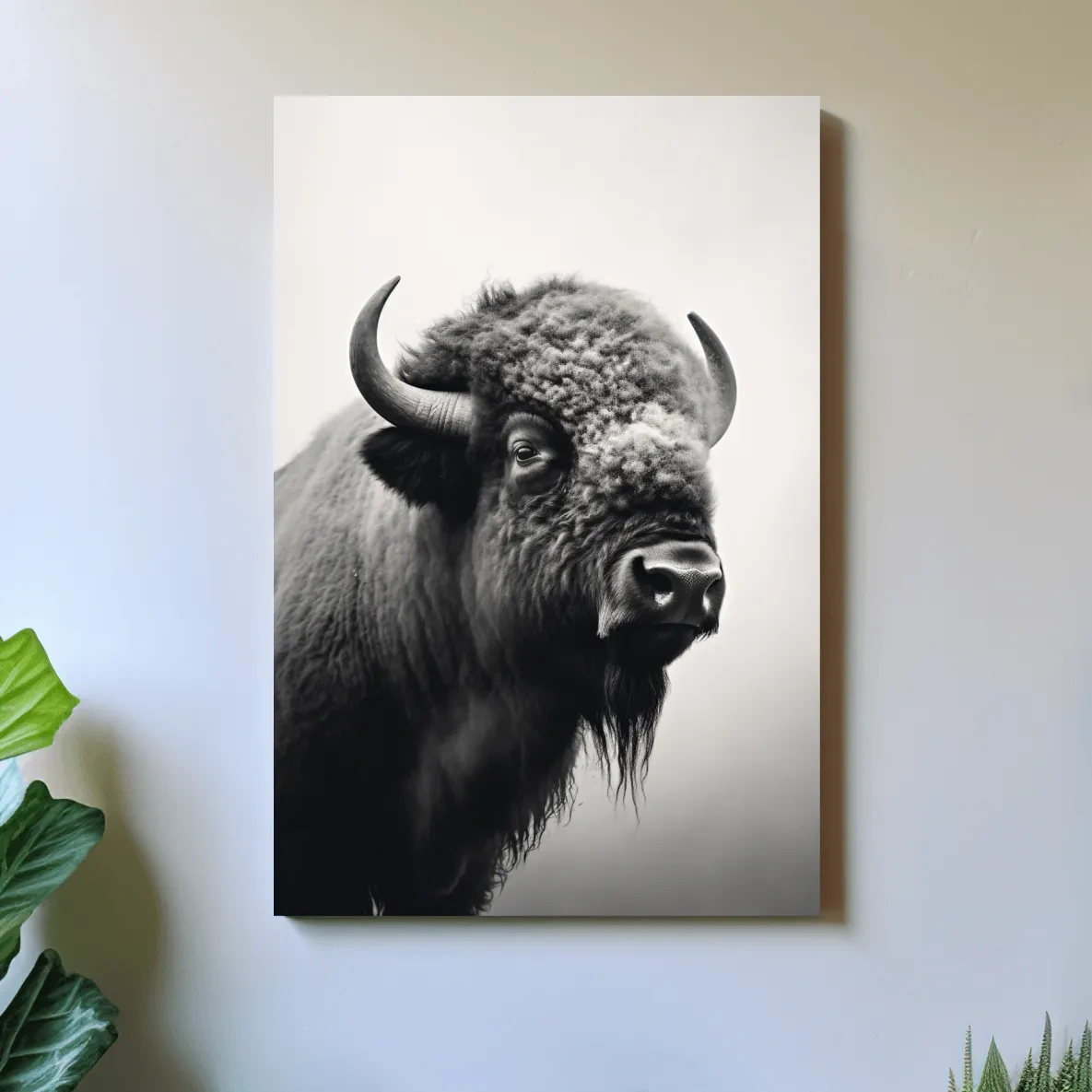 Black And White Bison Portrait - Wildlife Photography Wall Art