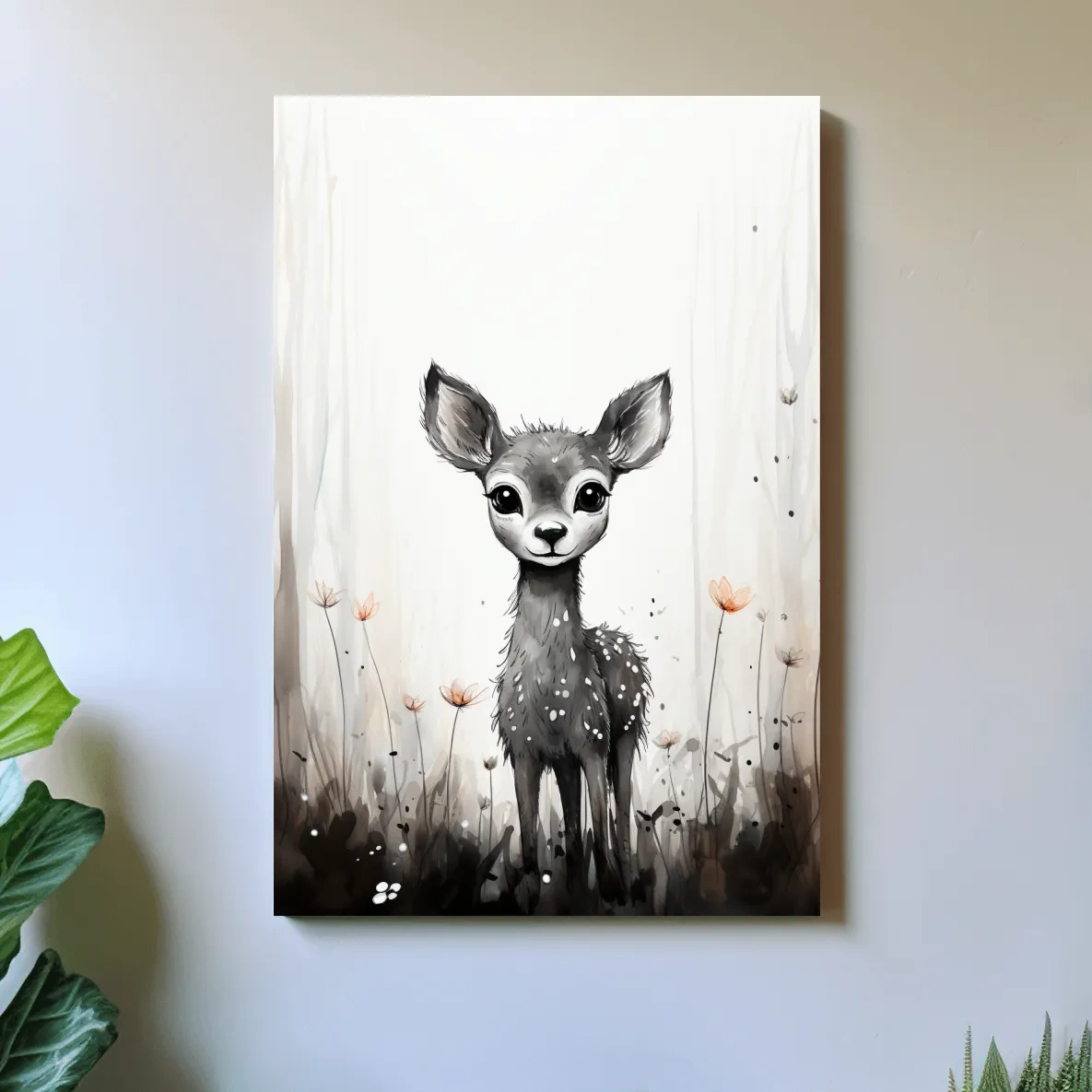 Cute baby deer, simple watercolor illustration drawing art