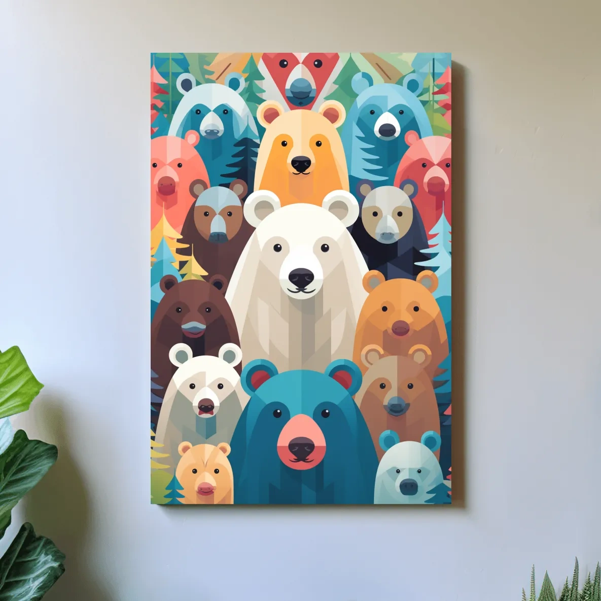 Colorful Bear Family Collage - Childrens Nursery Wildlife Wall Art