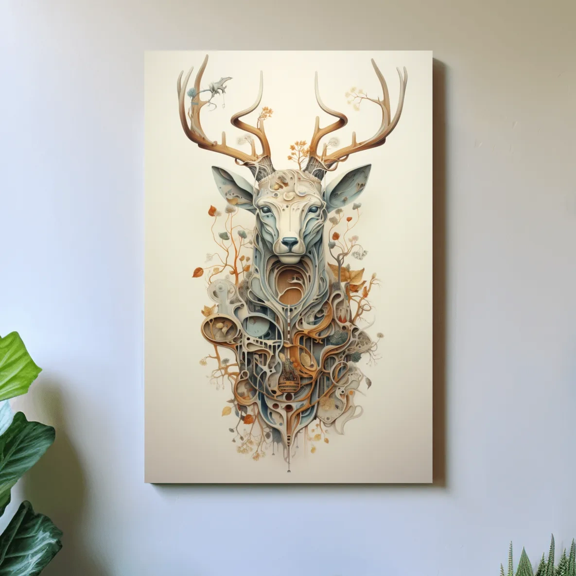 Trippy ornate floral deer head art