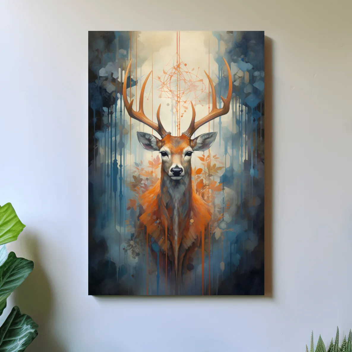 Abstract painting of a majestic deer head