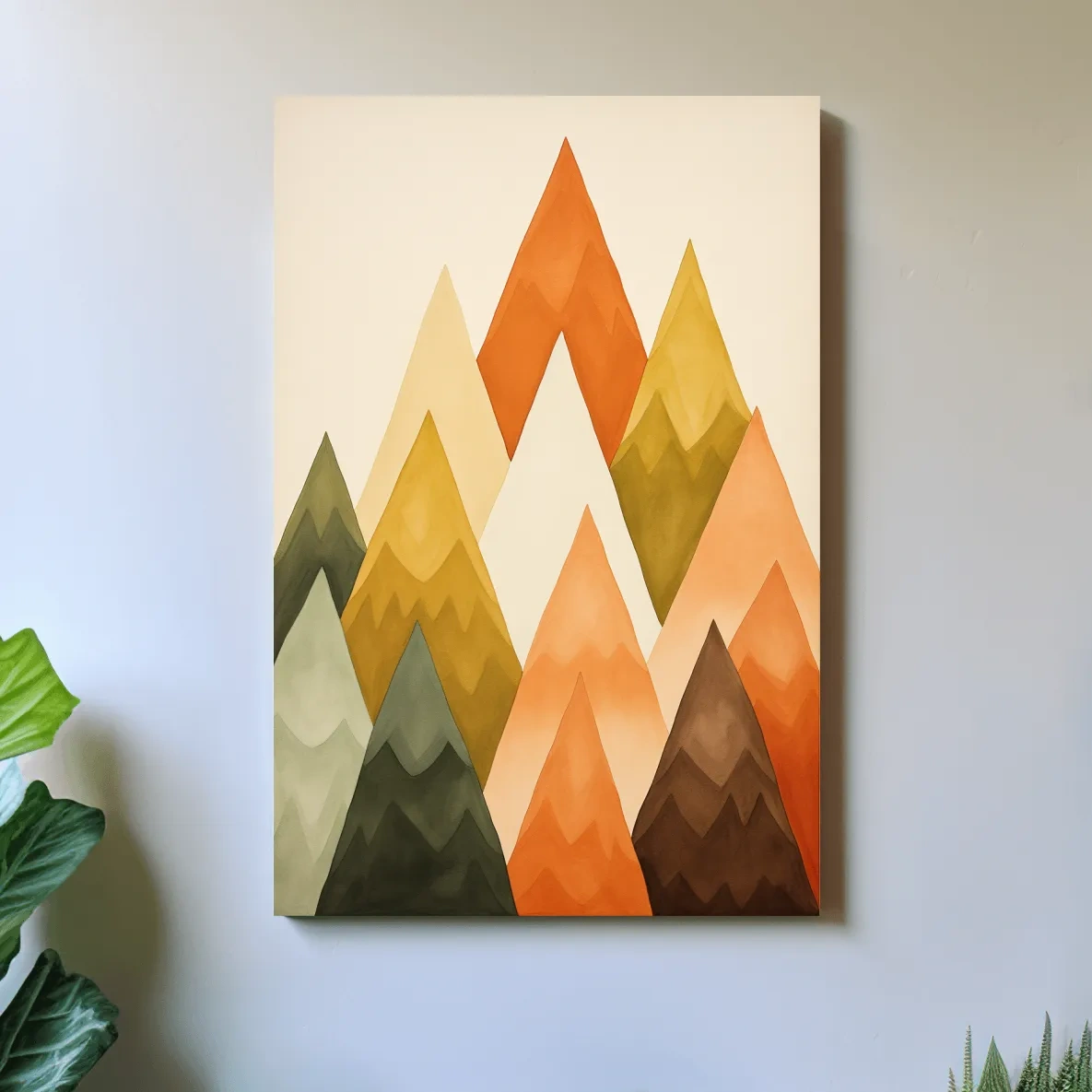 Bohemian mountain art, geometric rustic triangles