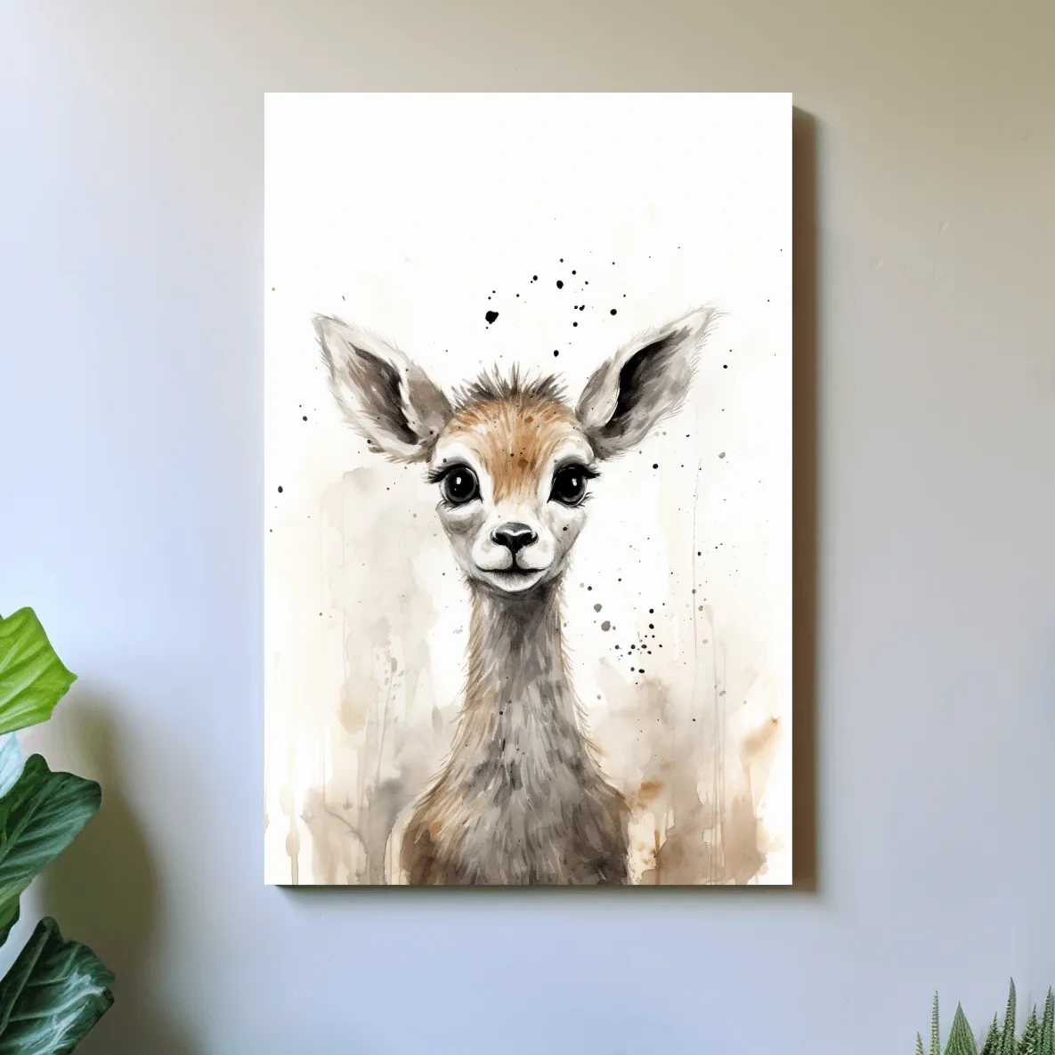 Watercolour illustration of a deer fawn