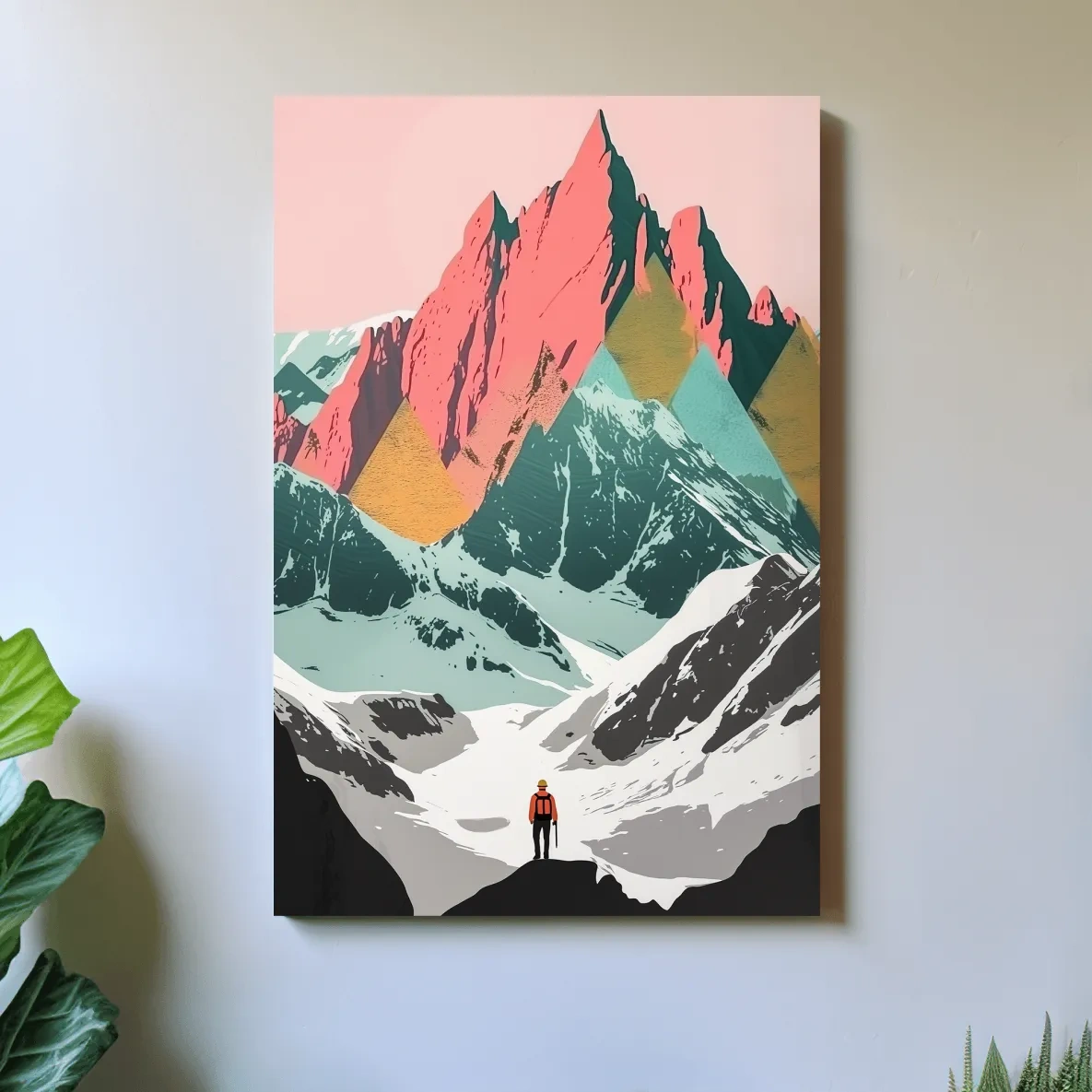 Simple flat colour 2d mountain art, colourful mountain ranges