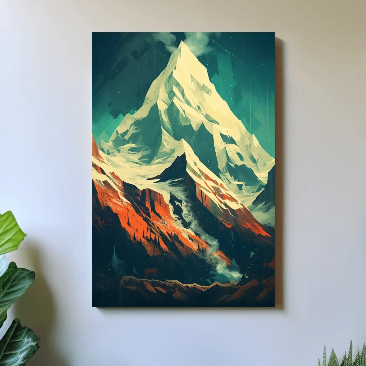 Retro style mountain glacier art poster
