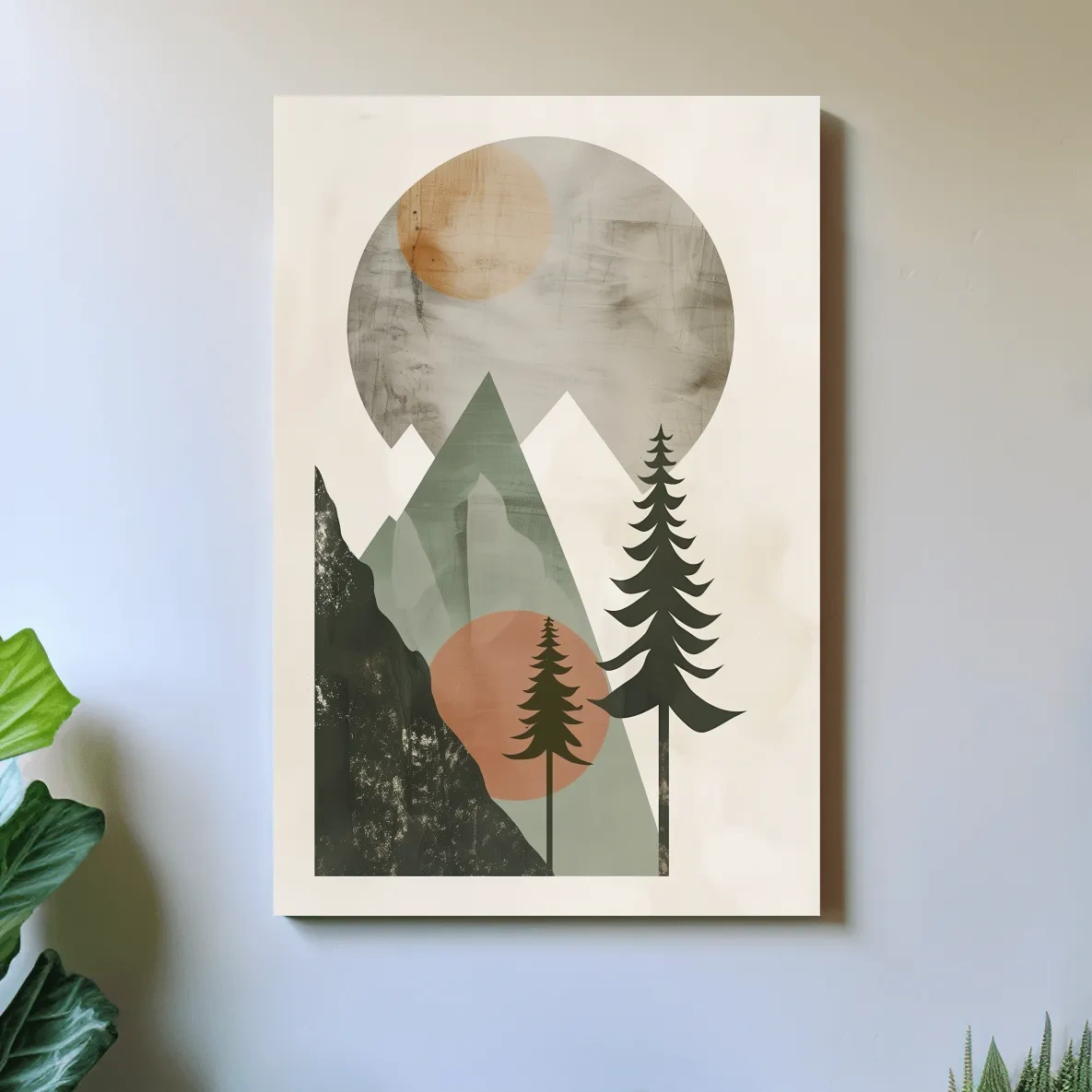 Minimalist Scandinavian Mountain Pines Landscape - Modern Boho Wall Art
