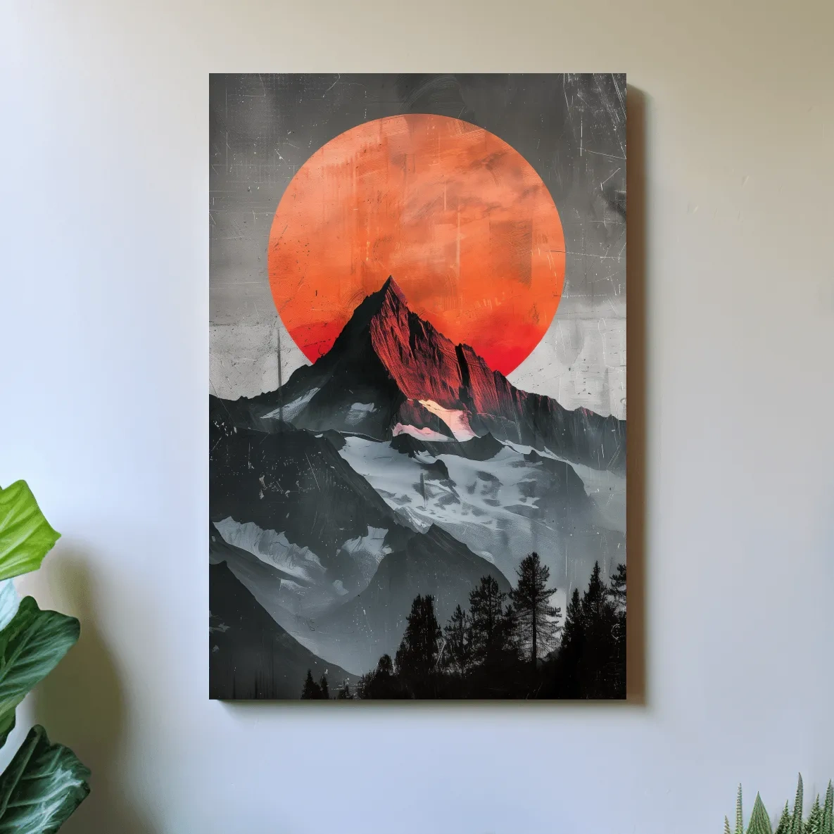 Surreal mountain glacier sunset artwork