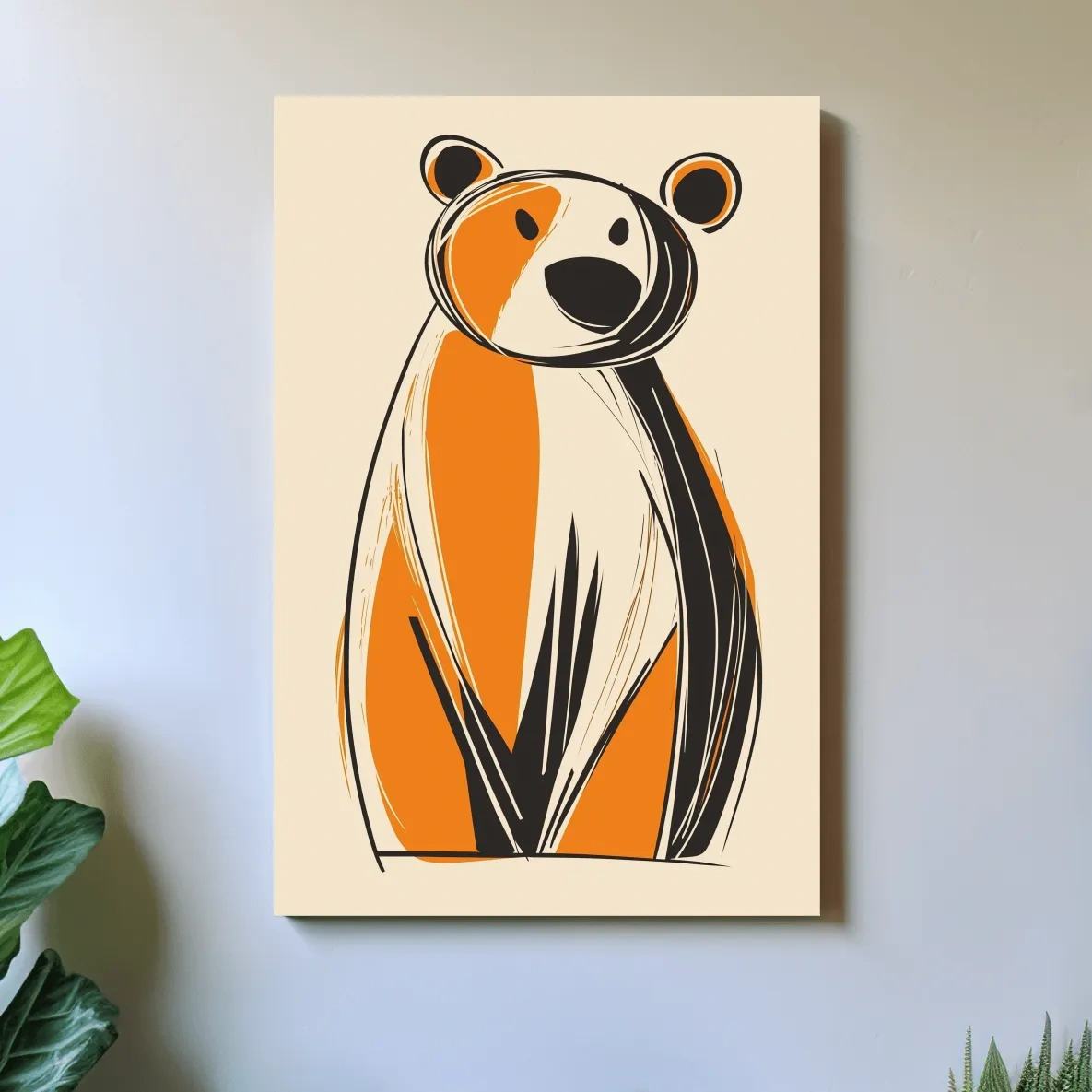 Fun caricature print of a cartoon bear