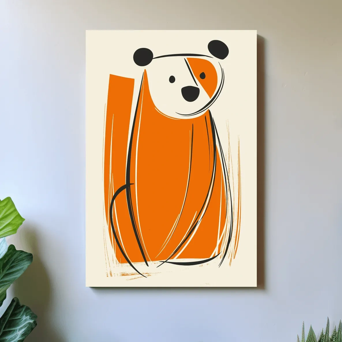 Caricature wall art illustration print of a curious cartoon bear