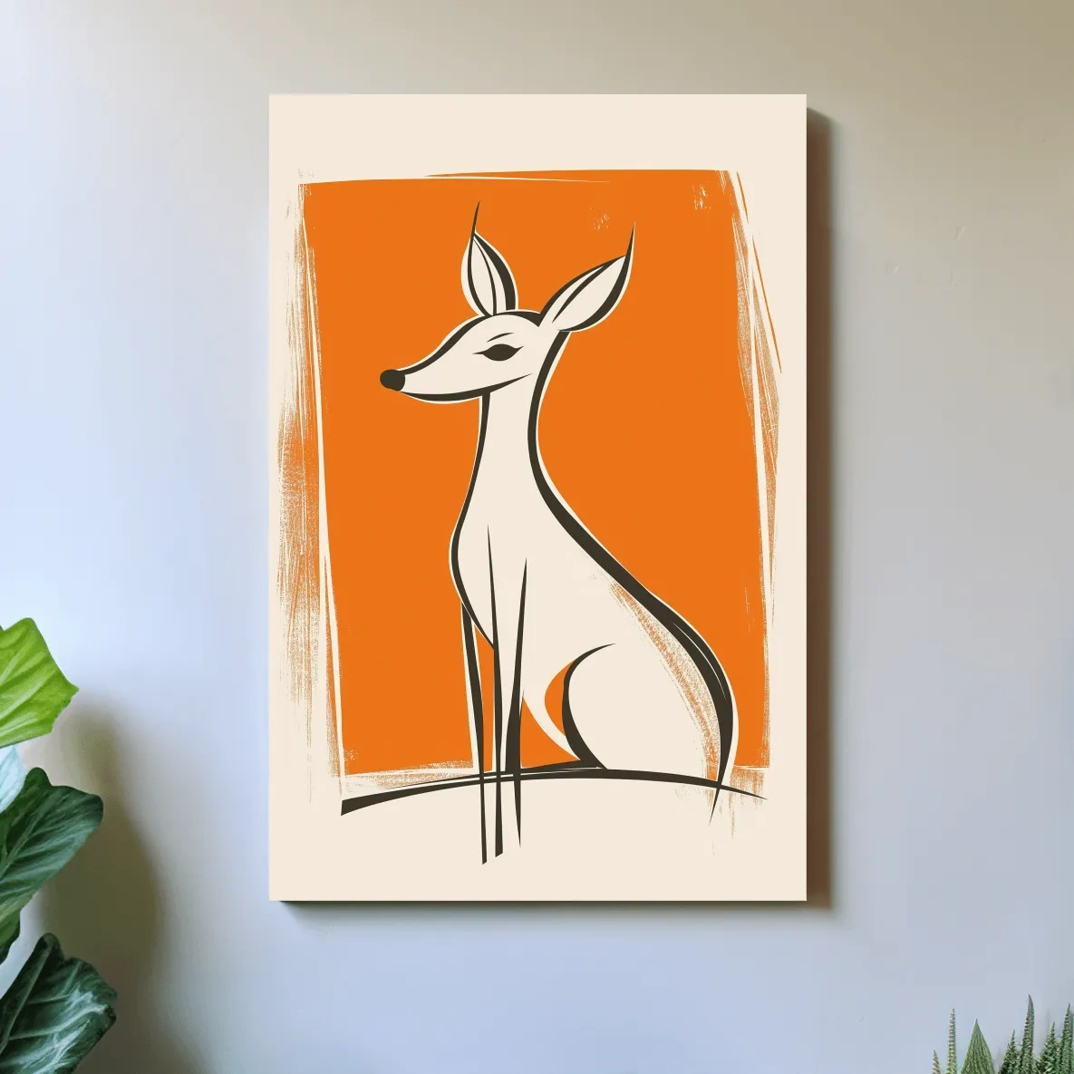 Fun caricature wall art print of a cartoon deer