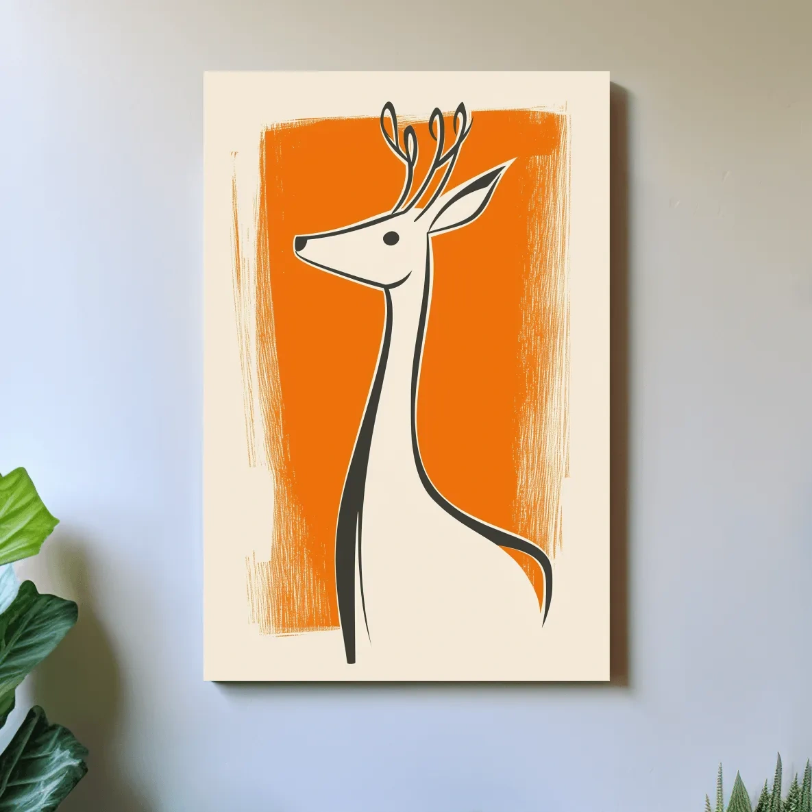 Caricature wall art illustration of a cute cartoon deer