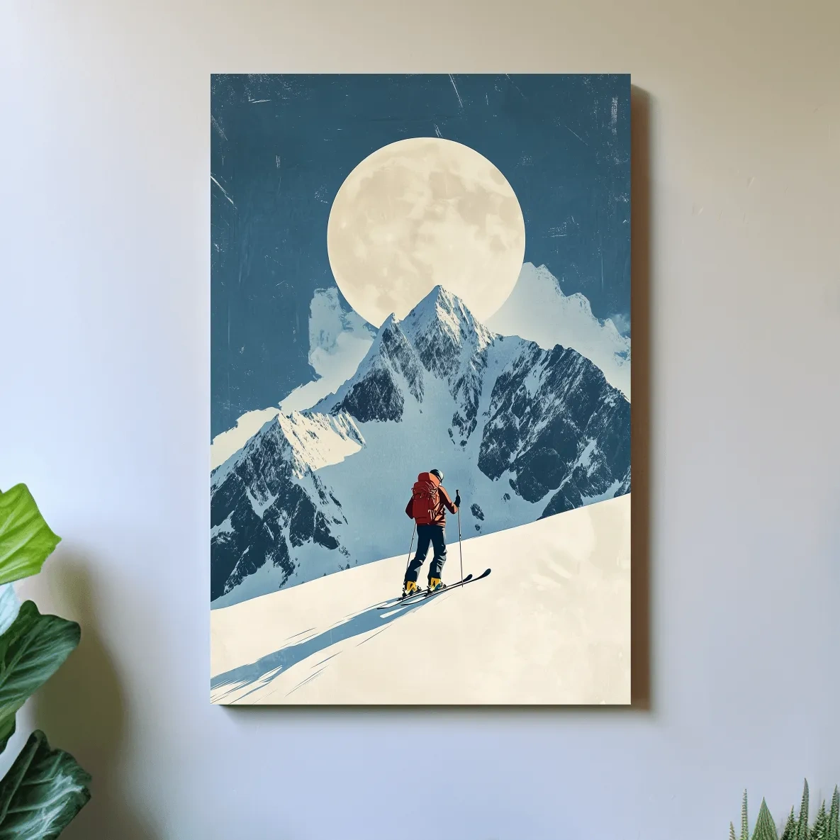Retro style ski poster wall art
