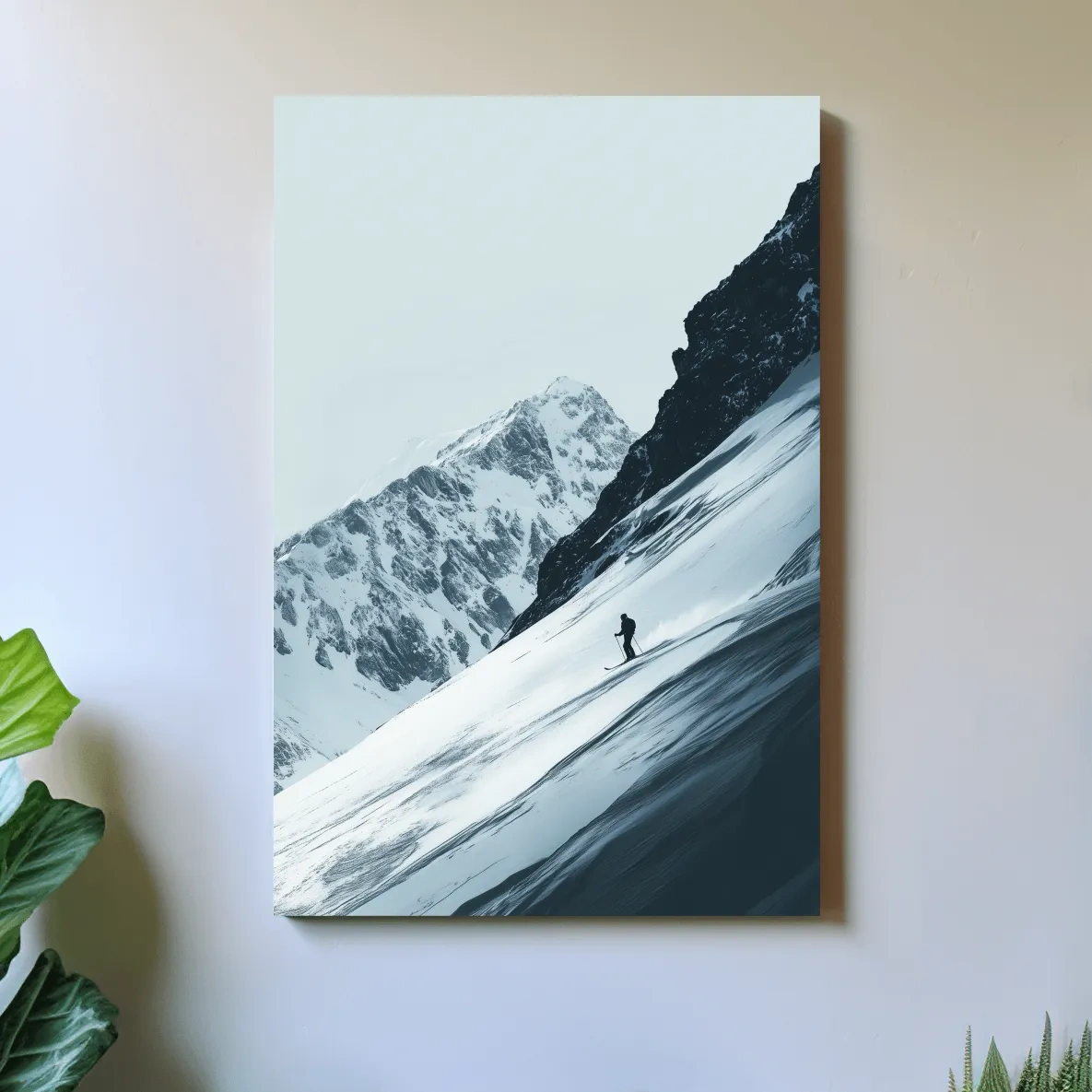 Snowy Alpine Skier Artwork - Minimalist Ski Wall Art