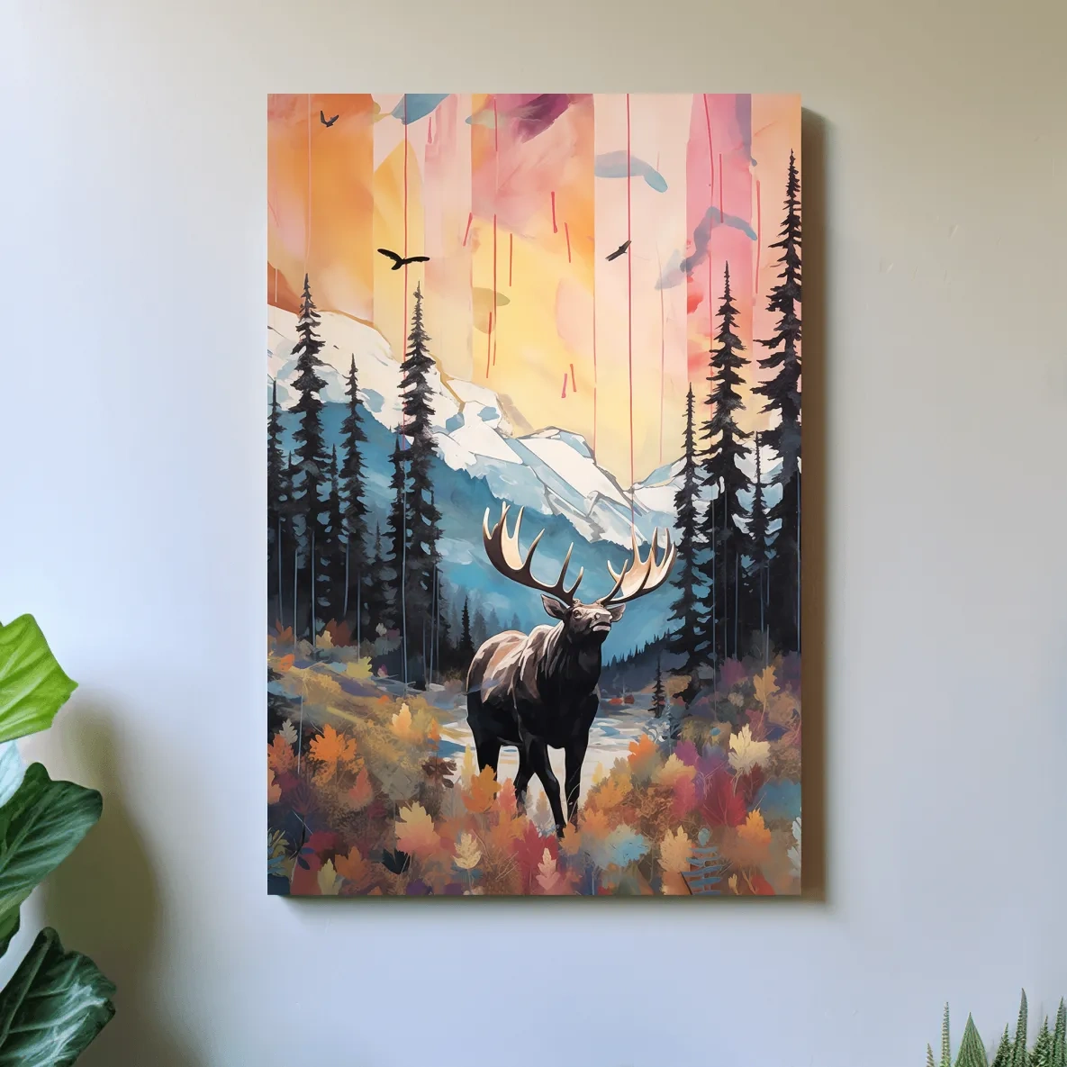 Abstract painting of a majestic moose