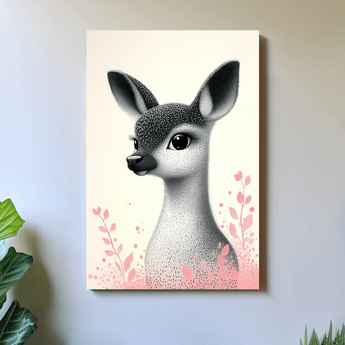 Cute Baby Deer Portrait Illustration - Childrens Nursery Animal Wall Art