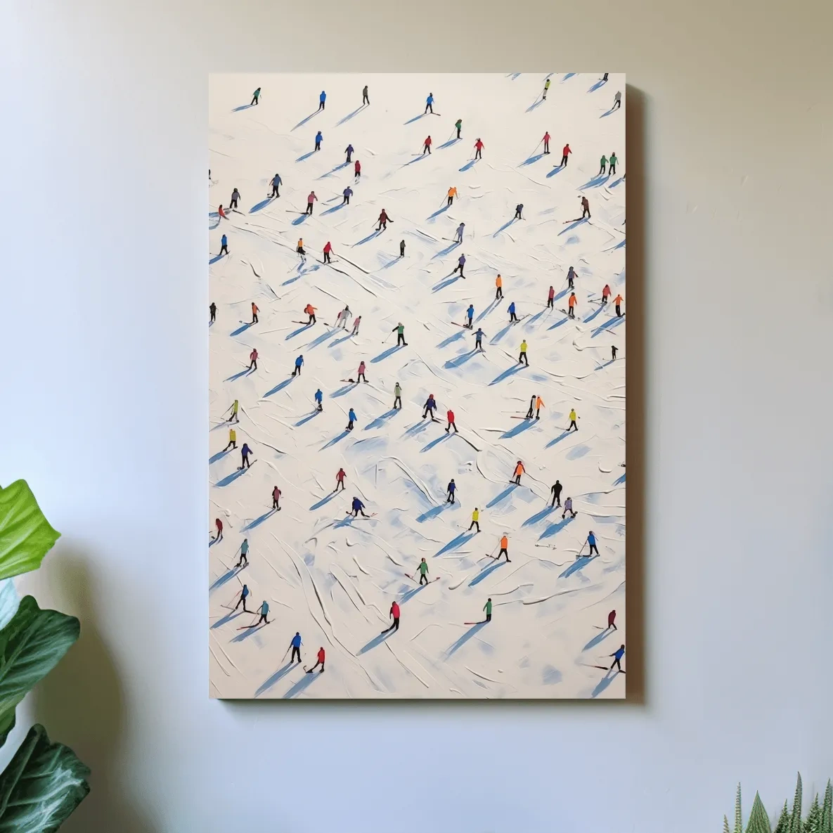 Colorful Skiers On Snowy Slopes - Modern Minimalist Winter Sports Wall Art