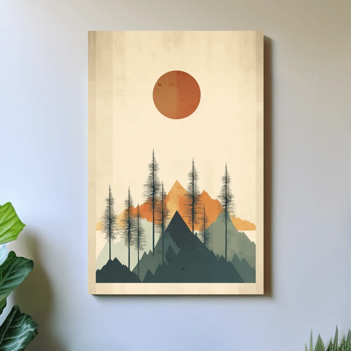 Minimalist Mountain Landscape Illustration - Modern Scandinavian Wall Art