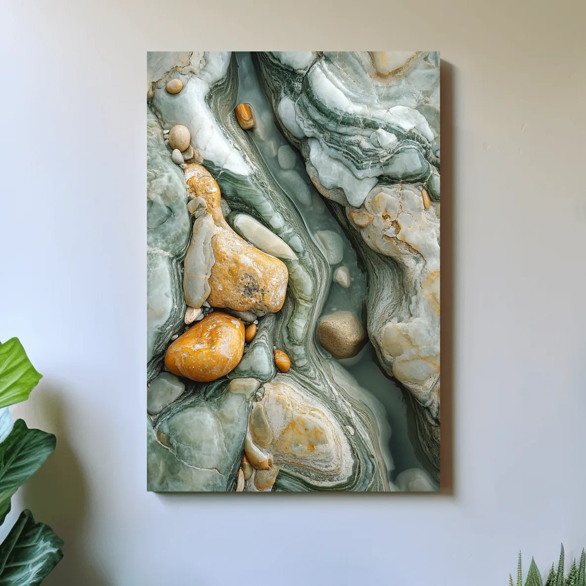 Abstract Agate Stone Riverbed Texture - Marble Geological Wall Art