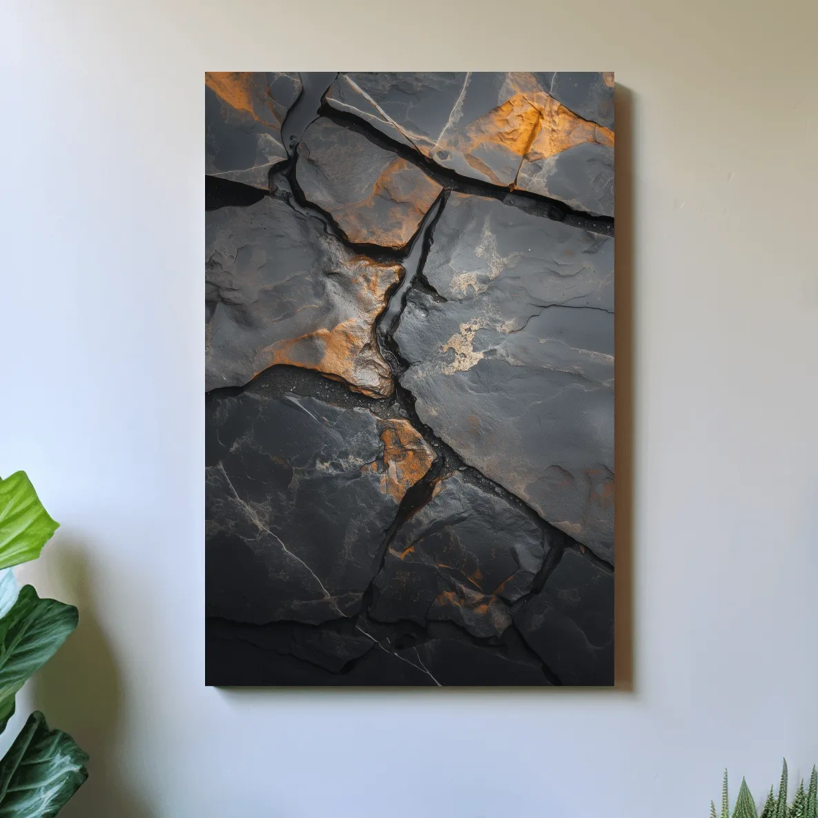 Charcoal Slate Stone Texture Organic Artwork - Modern Abstract Geology Wall Art