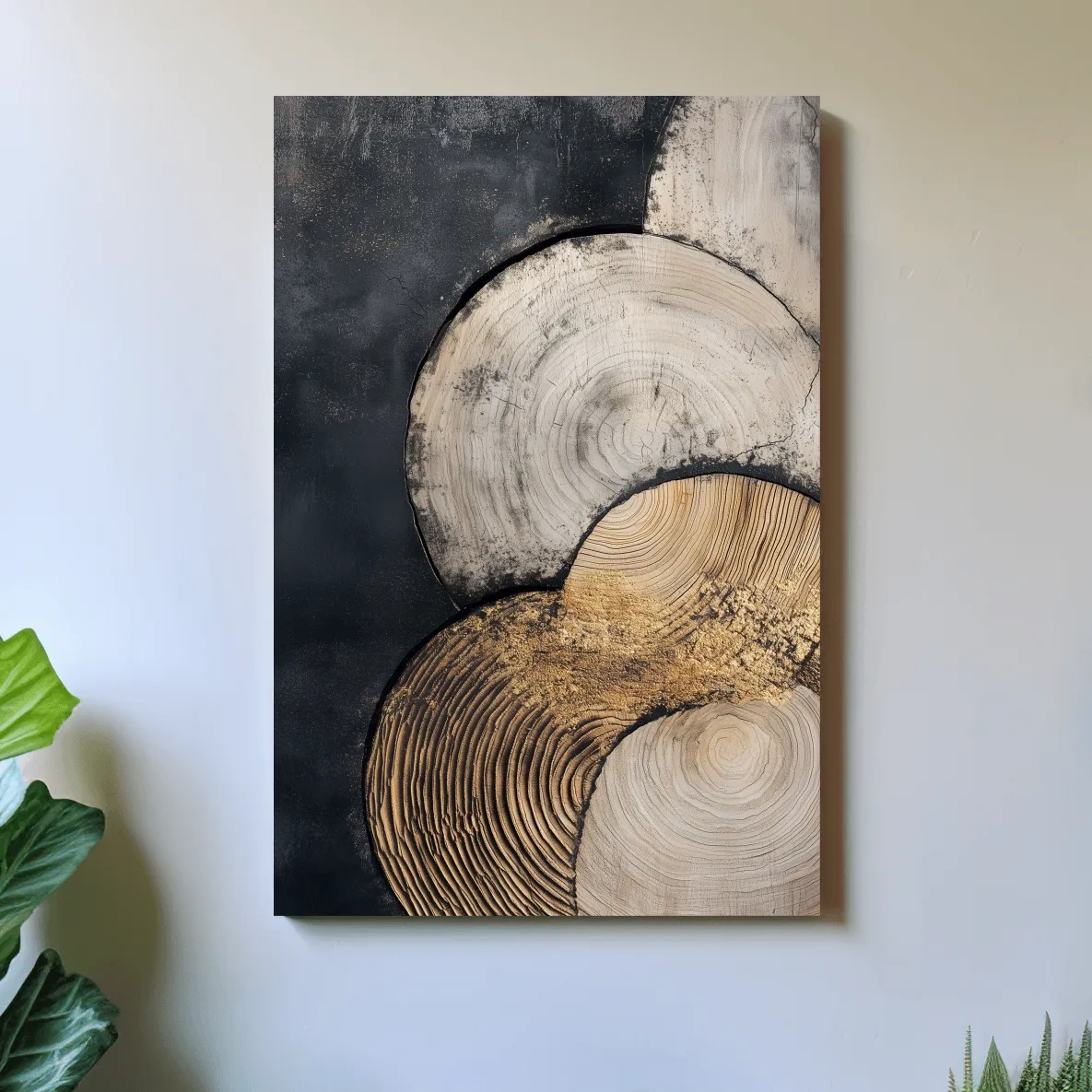 Abstract Wood Grain Circles - Modern Textured Geometric Wall Art