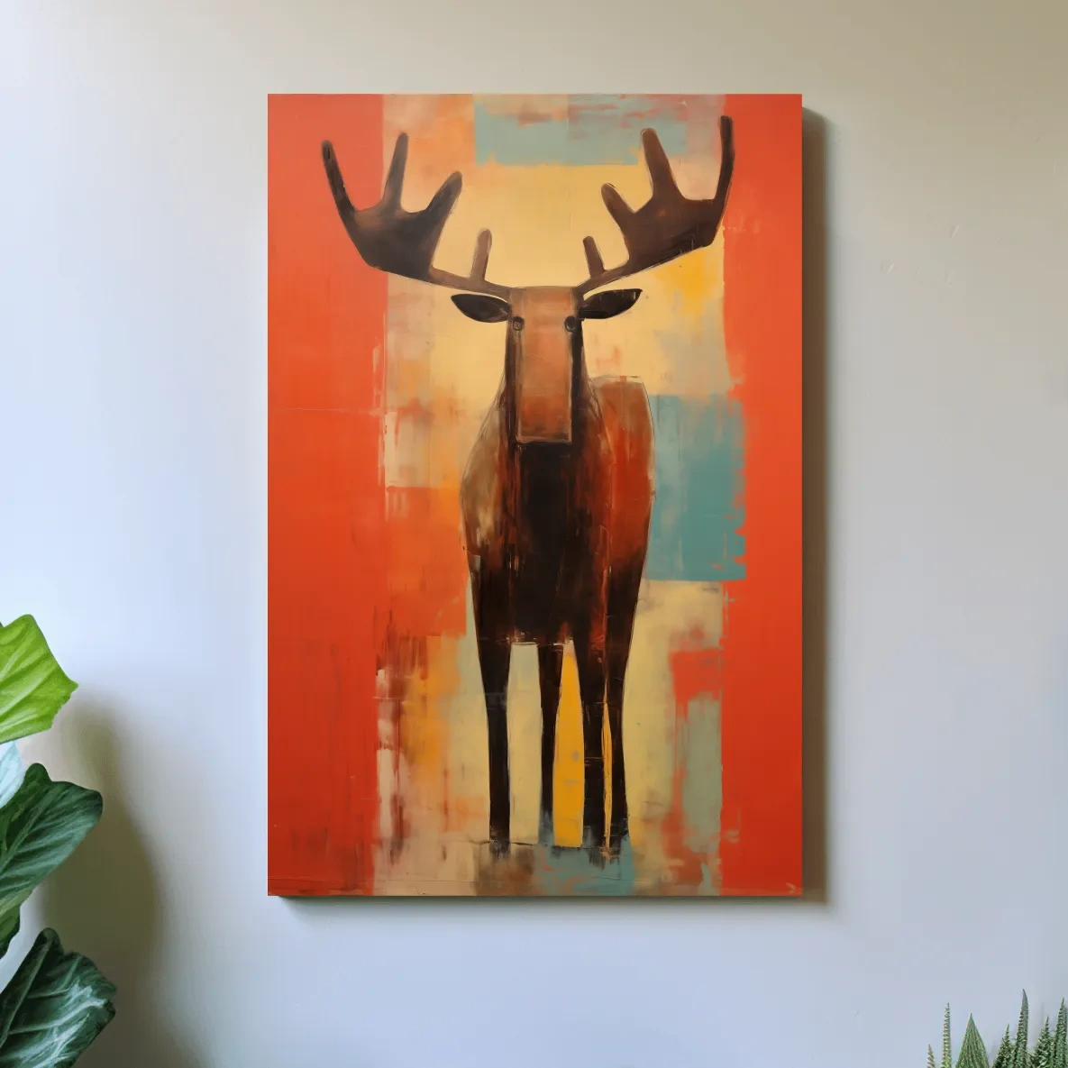 Expressionist style painting of a moose, abstract artwork