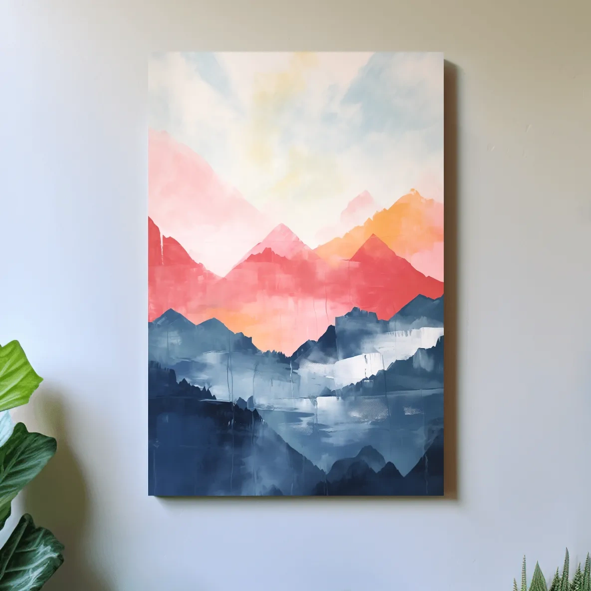 Colorful Abstract Mountain Sunrise Watercolor - Vibrant Pastel Landscape Wall Art