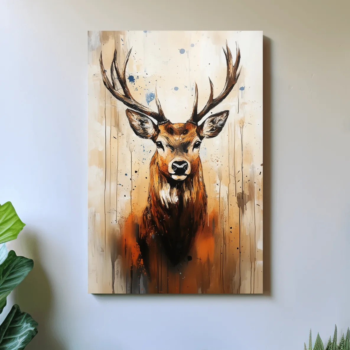 Impasto Style Deer Stag Portrait - Rustic Wildlife Wall Art