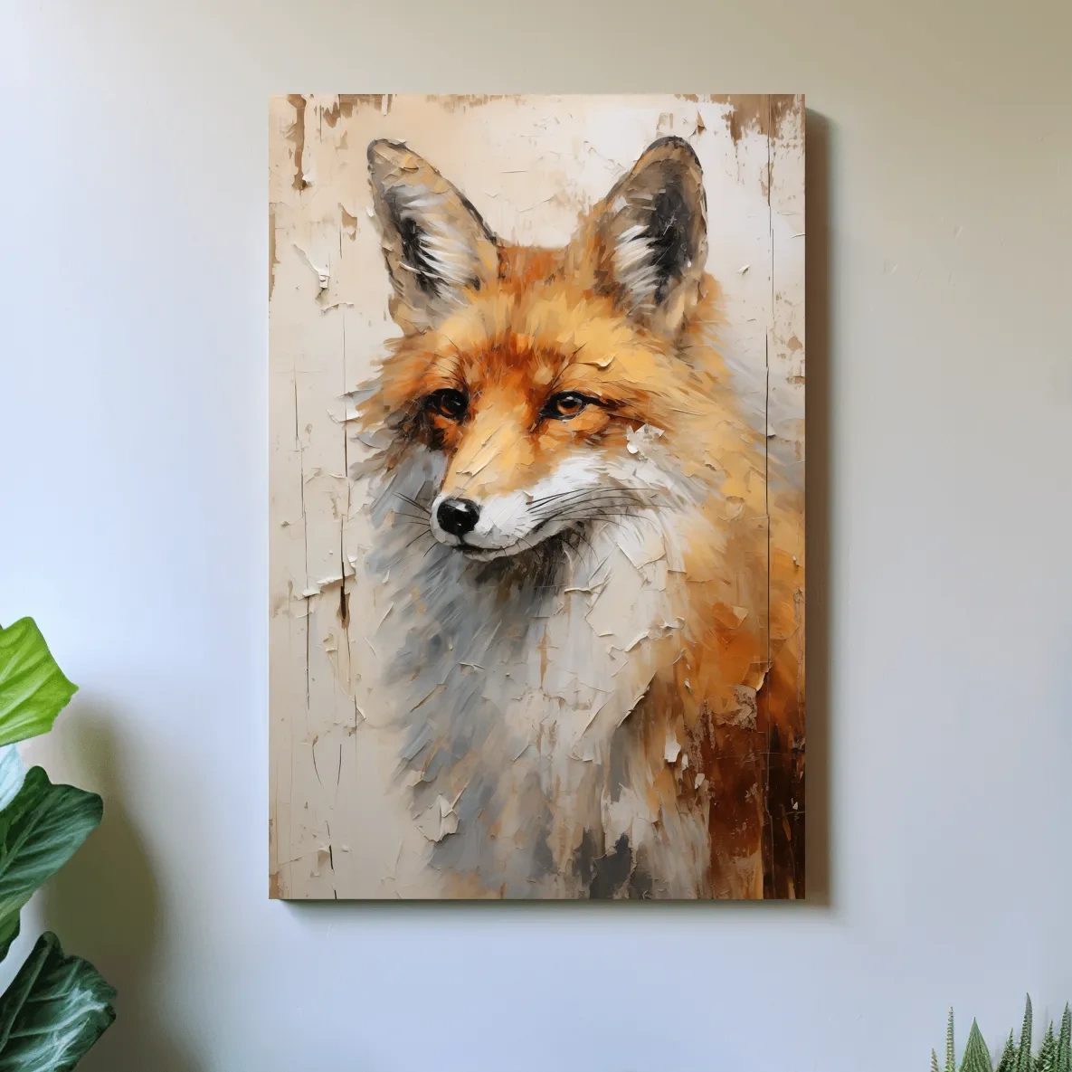 Fox Portrait Painting - Rustic Wildlife Wall Art Print