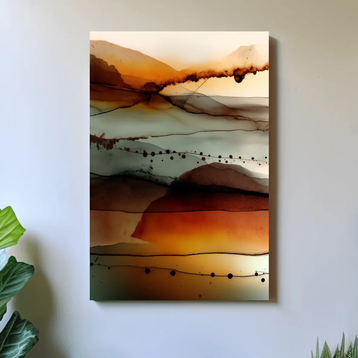 Moody Abstract Mountain Horizon Watercolor - Modern Landscape Wall Art