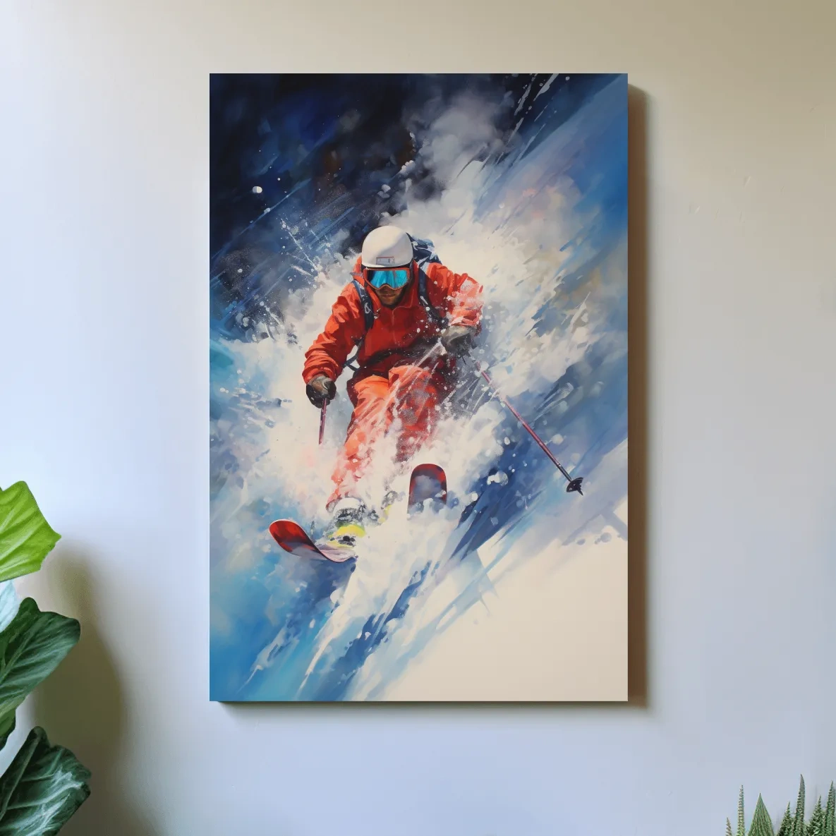Powder Skier Dynamic Painting - Winter Sports Wall Art