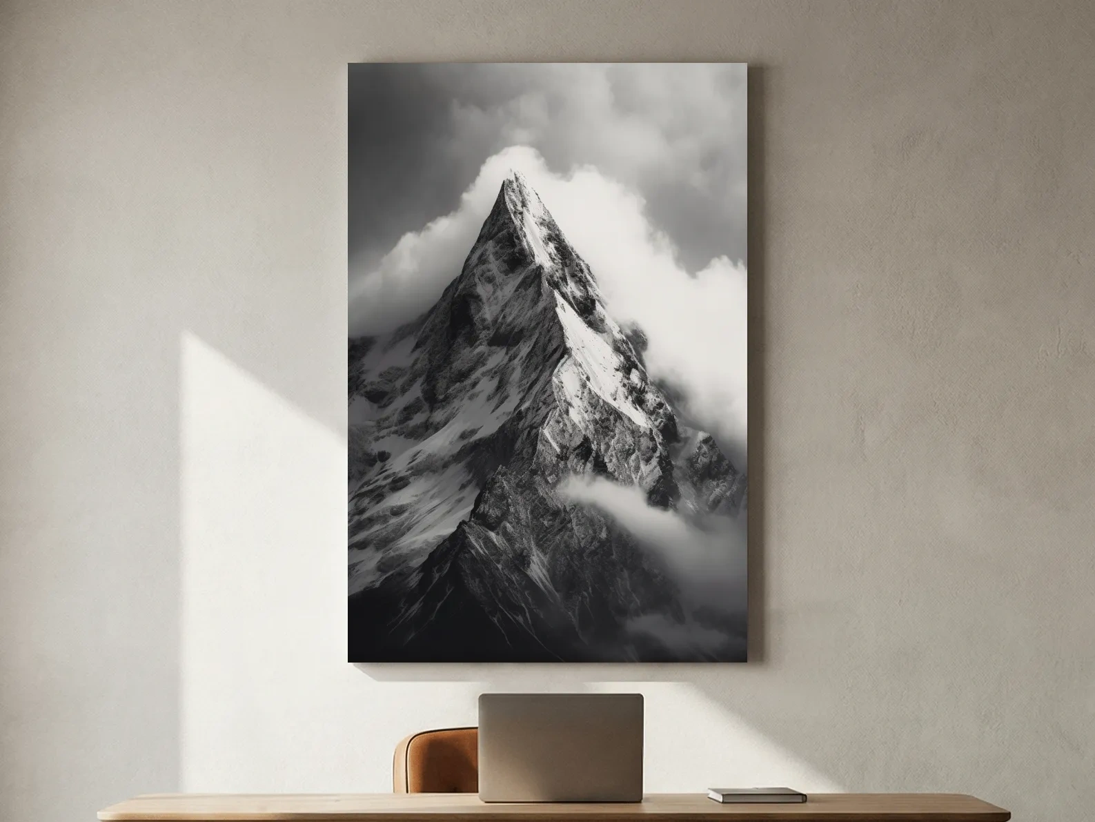Moody Black And White Glacier Peak - Photographic Alpine Mountain Wall Art