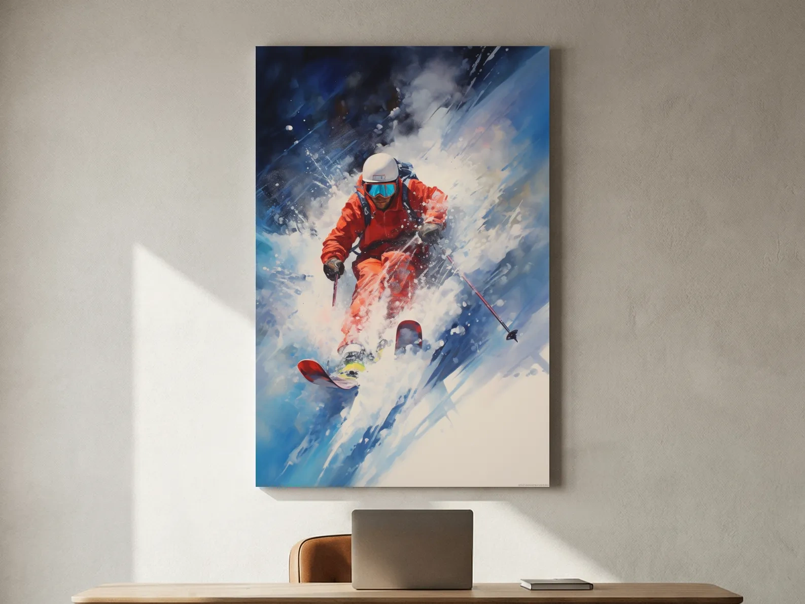 Powder Skier Dynamic Painting - Winter Sports Wall Art