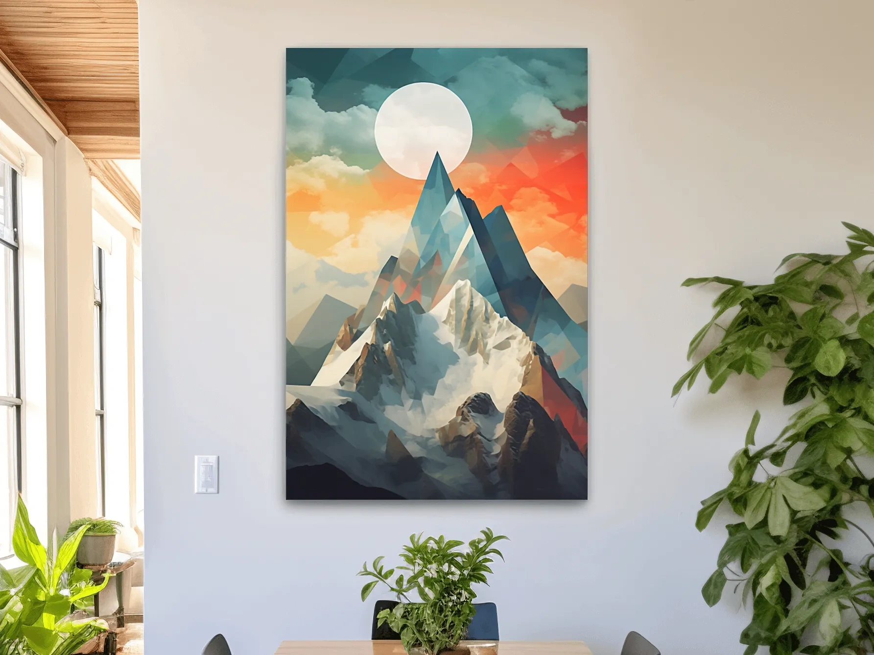 Suprematism Alpine Mountain Peak Sunrise - Abstract Landscape Wall Art
