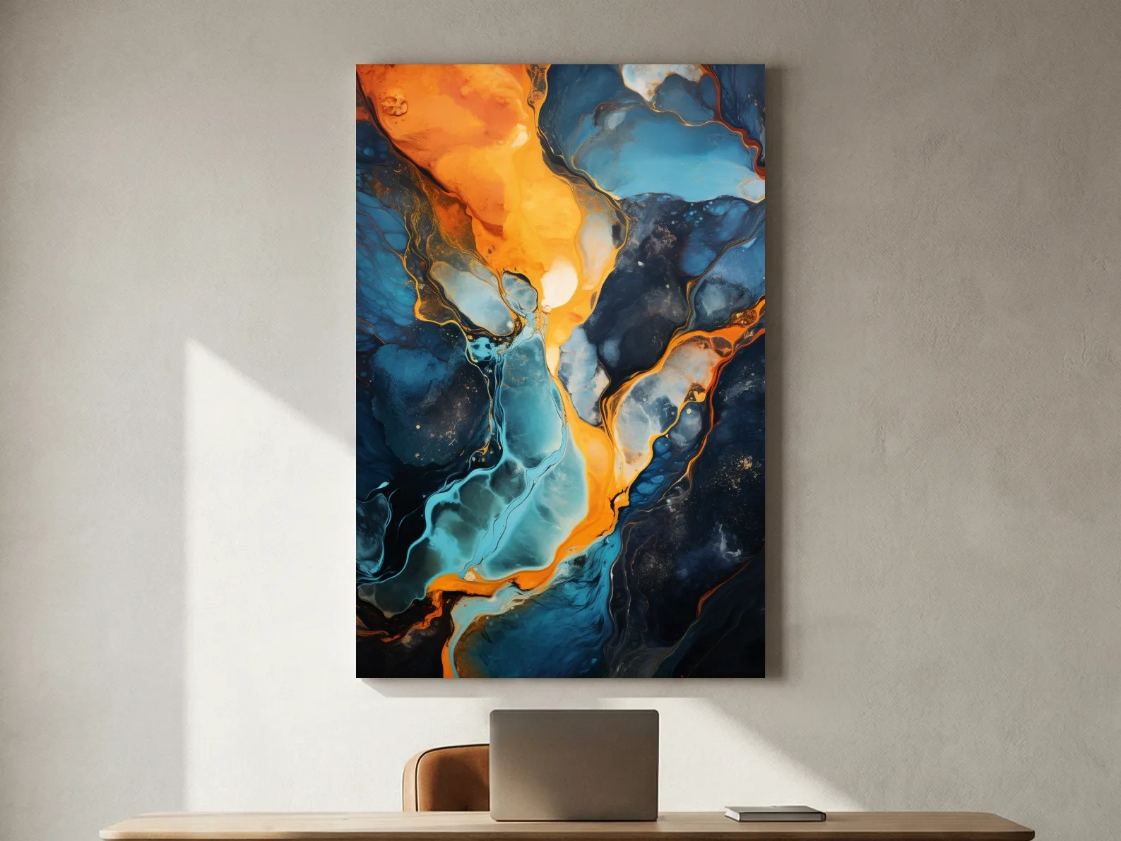 Vibrant Fluid River Abstract Painting - Alcohol Ink Style Wall Art