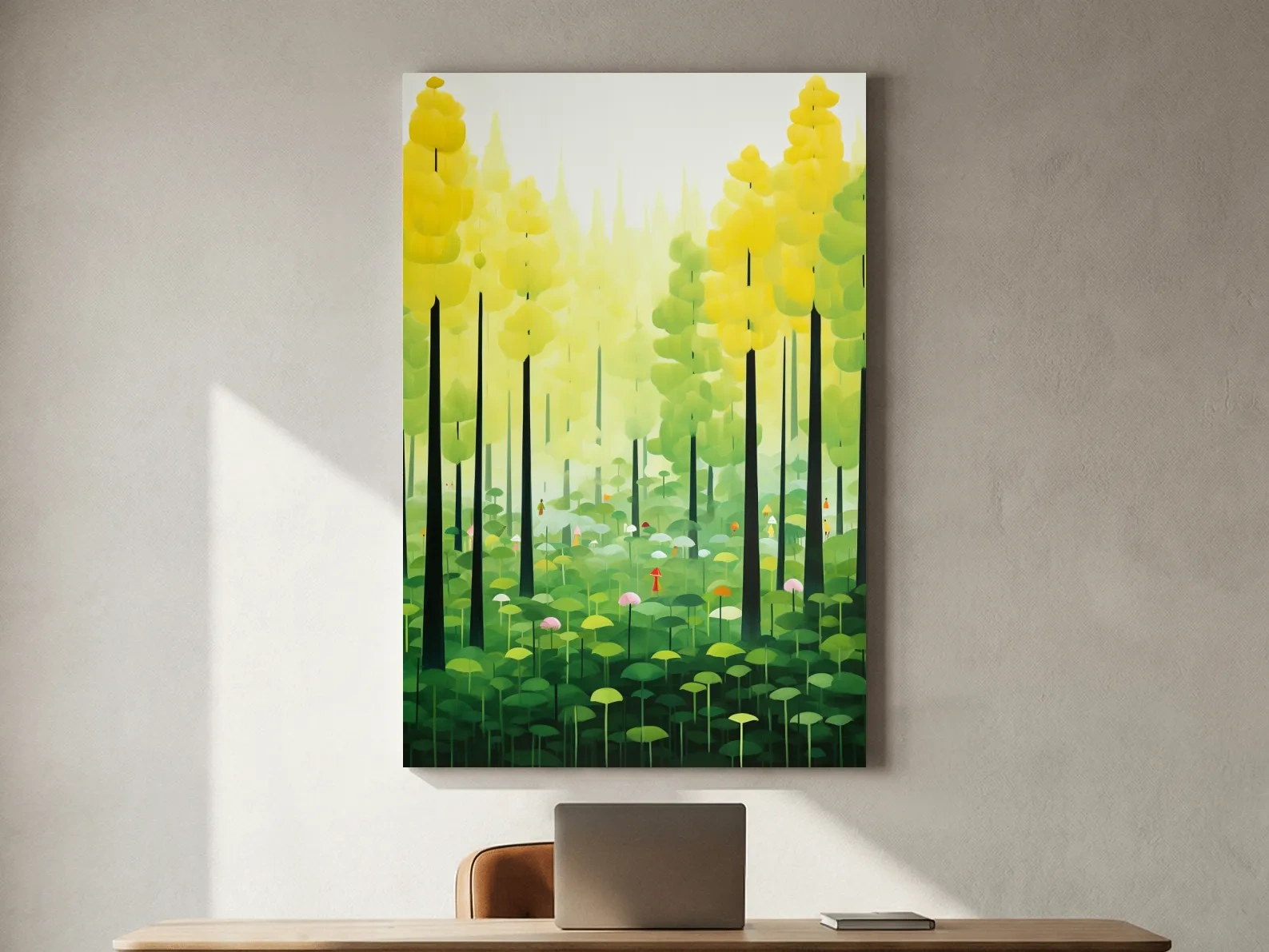 Whimsical Colorful Forest Painting - Surreal Botanical Wall Art