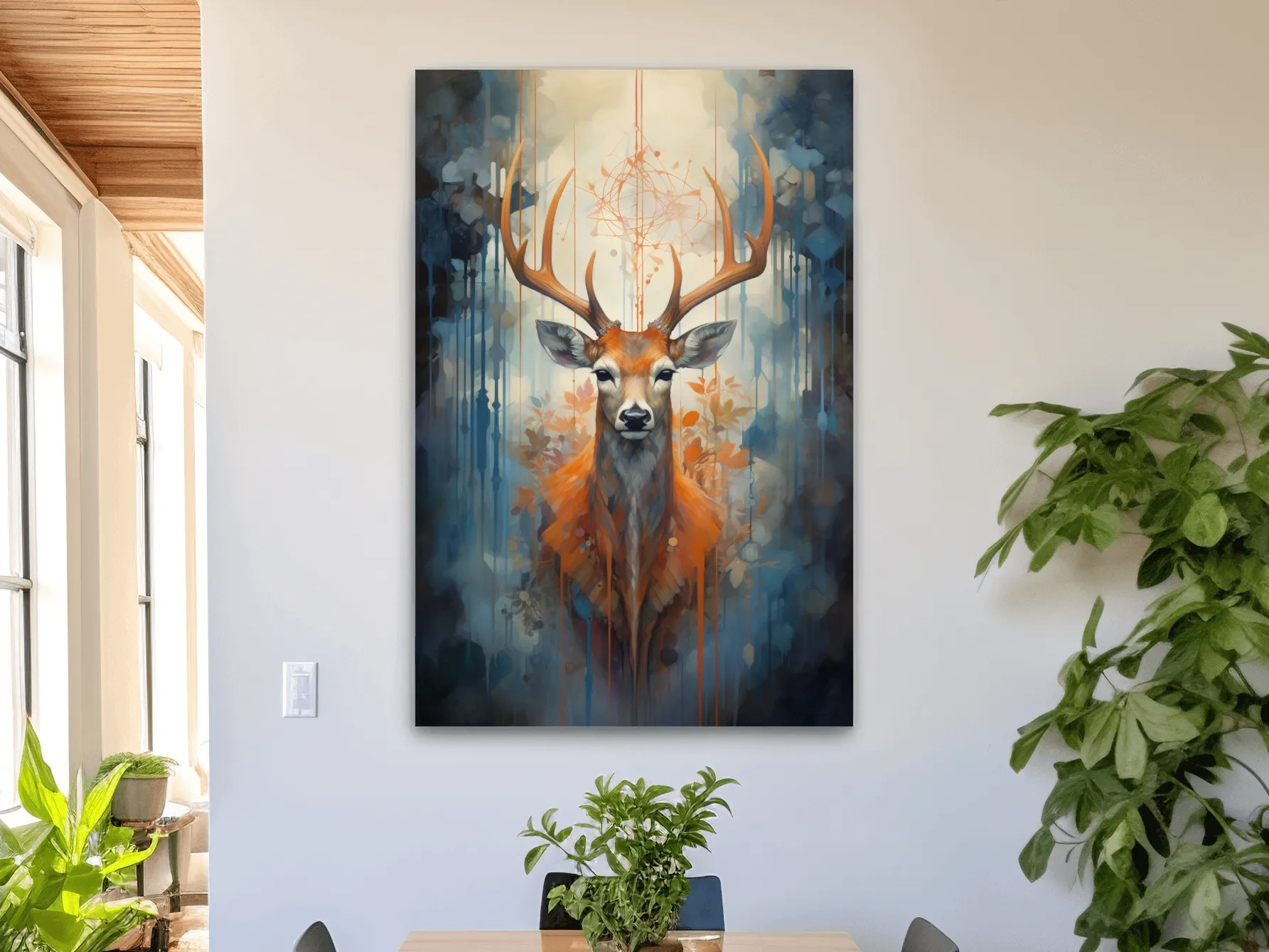 Majestic Stag Portrait - Abstract Wildlife Painting Wall Art