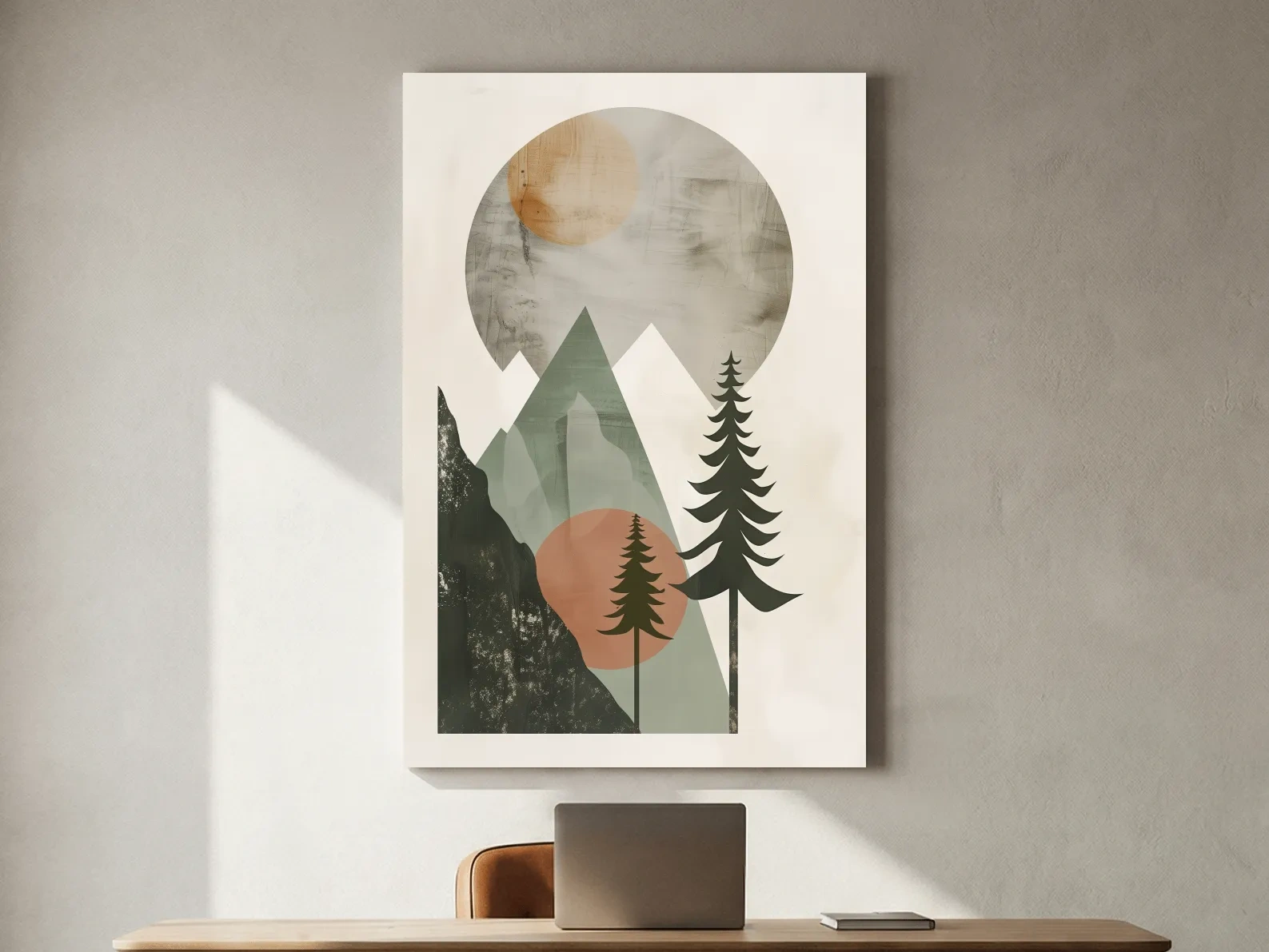 Minimalist Scandinavian Mountain Pines Landscape - Modern Boho Wall Art