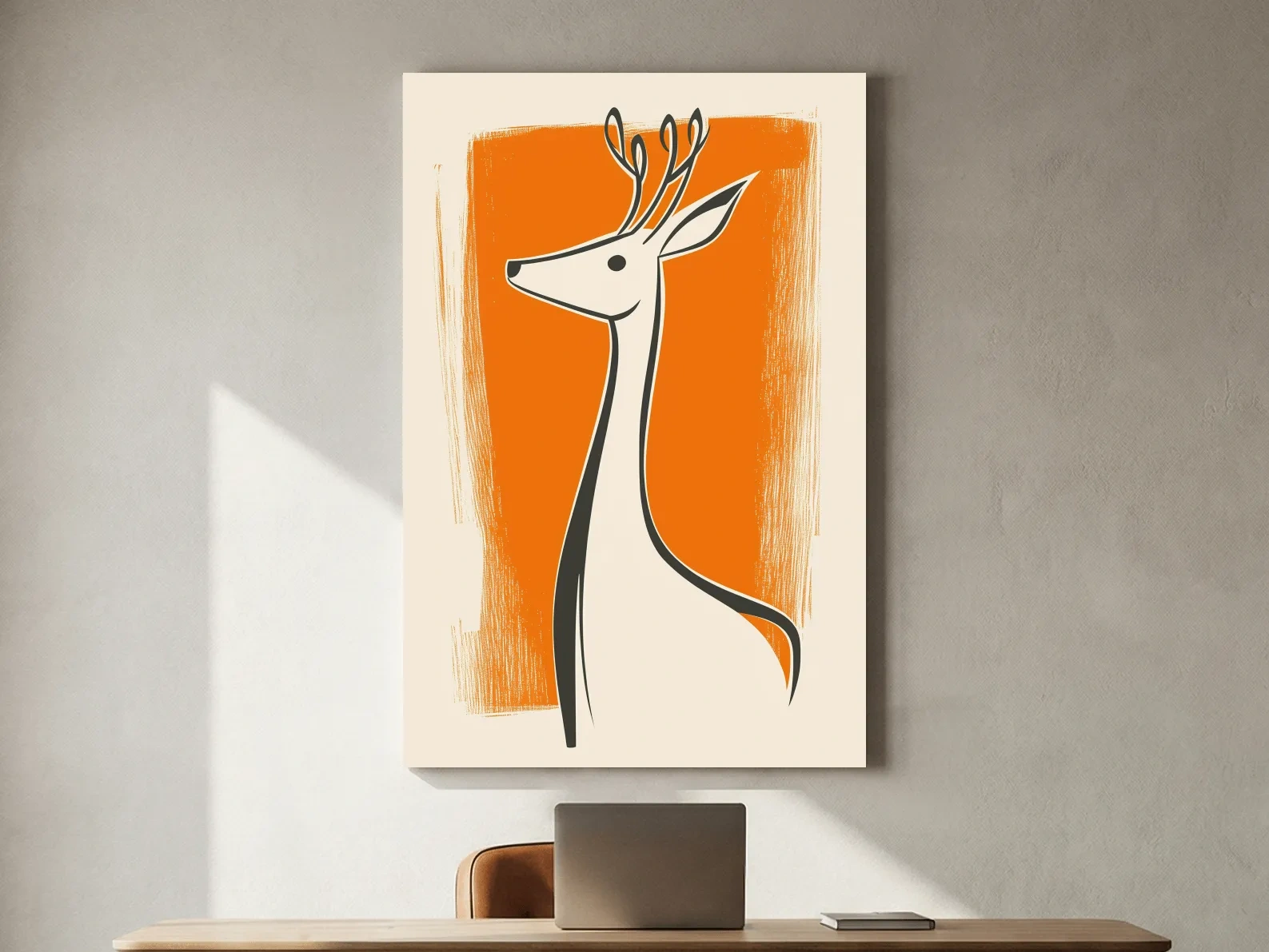 Minimalist Deer Caricature Illustration - Modern Wildlife Wall Art