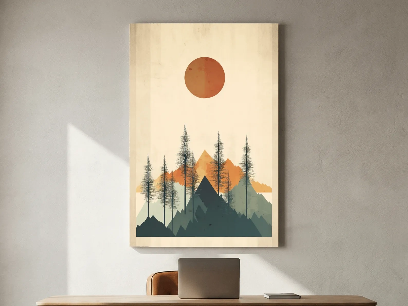 Minimalist Mountain Landscape Illustration - Modern Scandinavian Wall Art