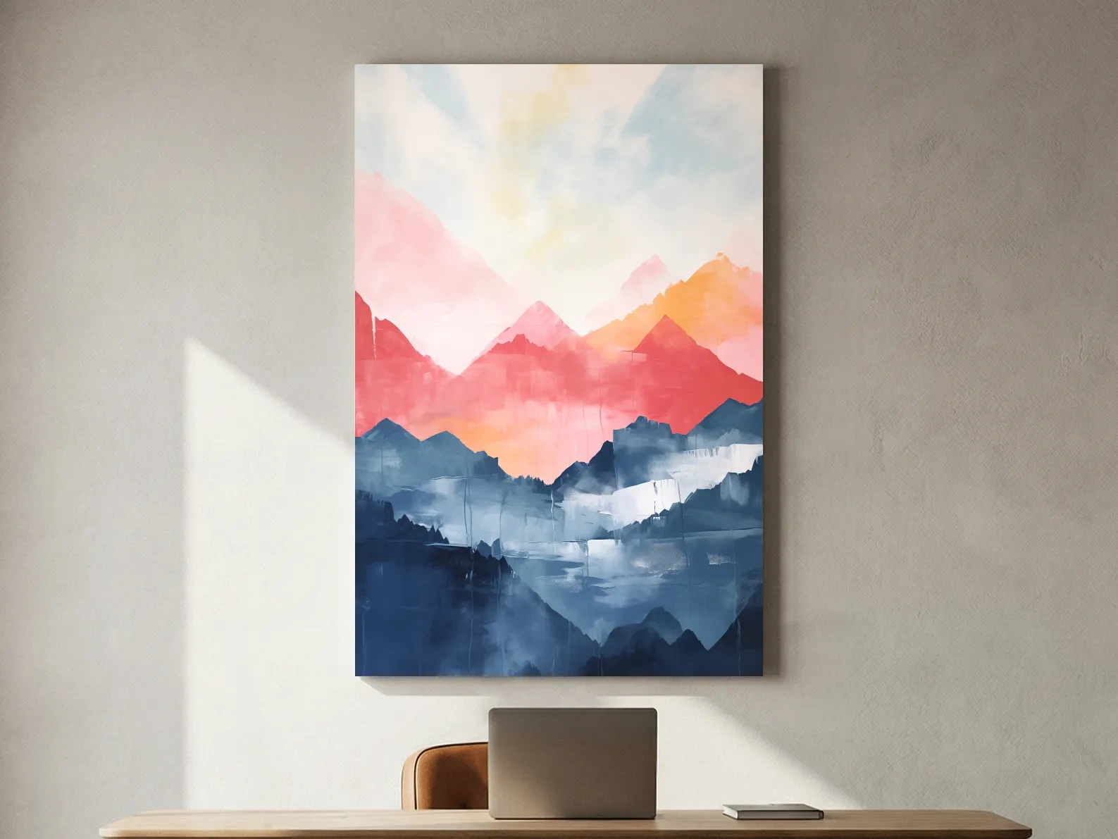 Colorful Abstract Mountain Sunrise Watercolor - Vibrant Pastel Landscape Wall Art