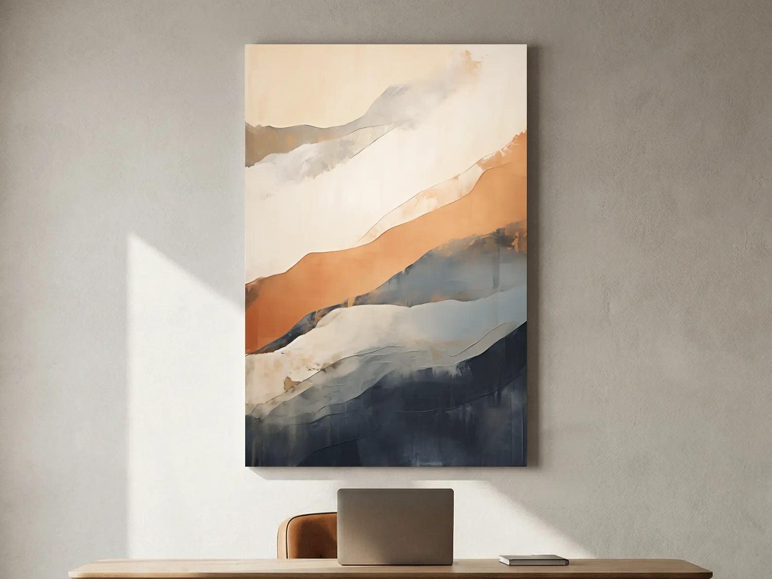Minimalist Abstract Mountain Layers Painting - Modern Watercolor Landscape Wall Art