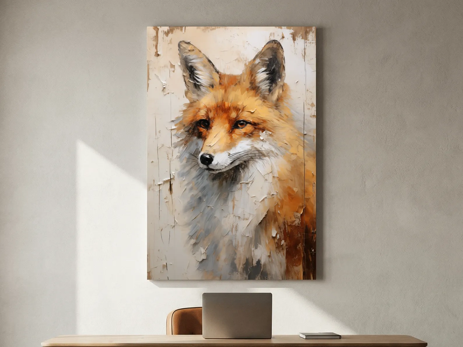 Fox Portrait Painting - Rustic Wildlife Wall Art Print